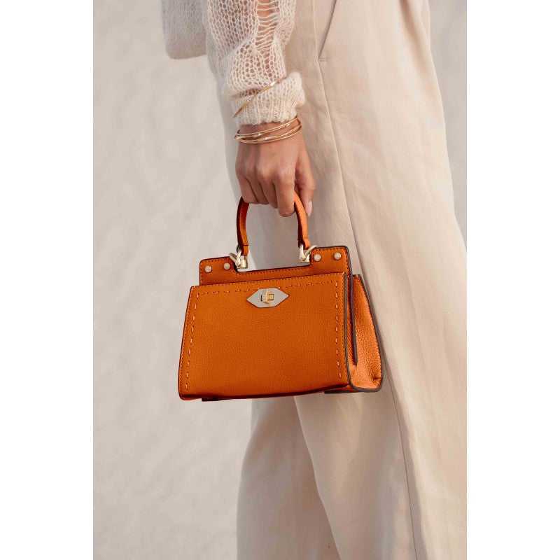 Handbag - cowhide leather POURCHET Orange