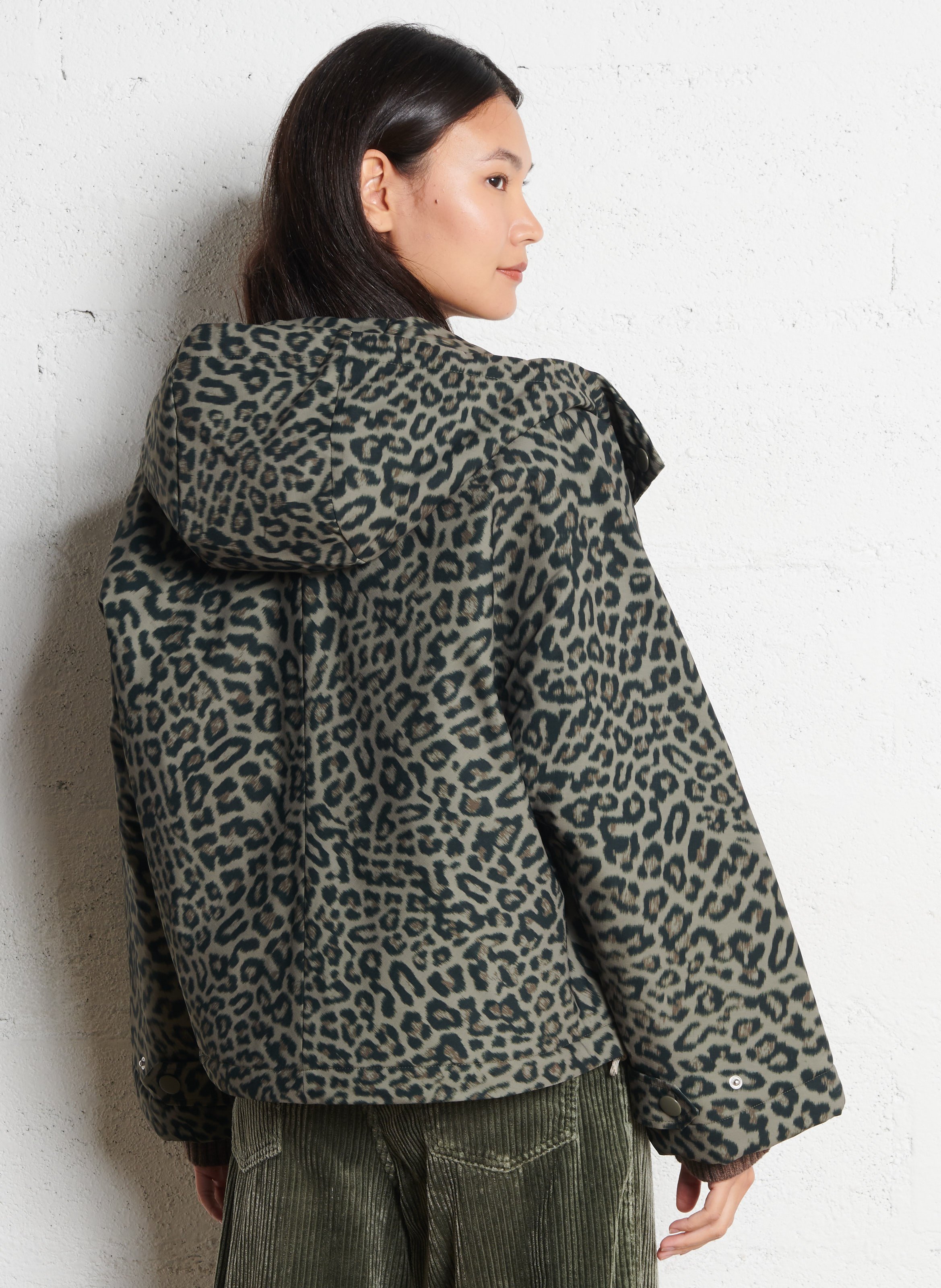 Printed jacket with high collar and hood BELLEROSE Grey