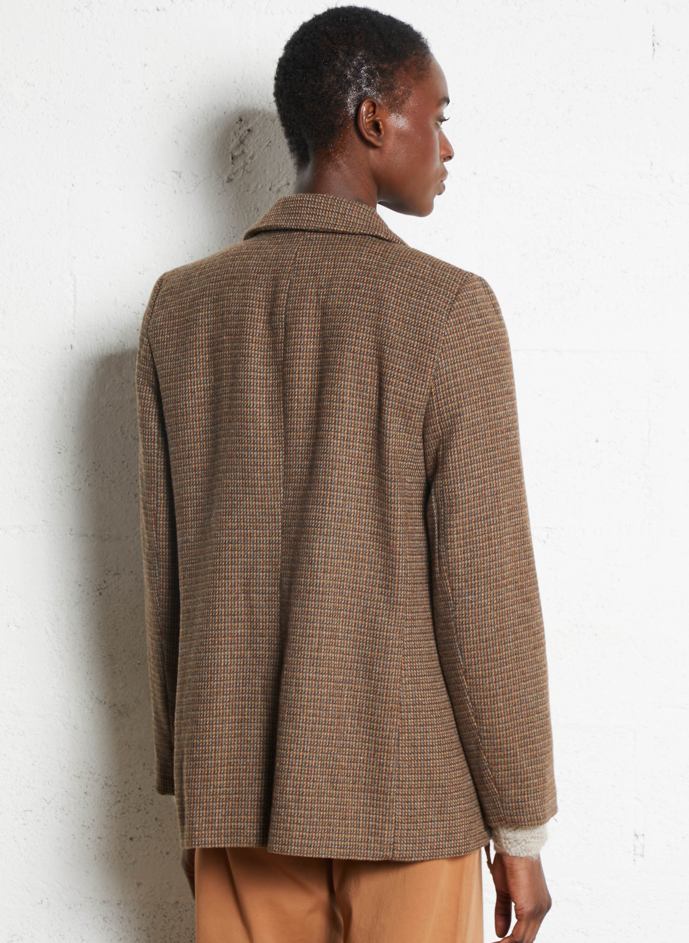 Gerade geschnittene Jacke mit Reverskragen aus Jacquard SEE U SOON Braun