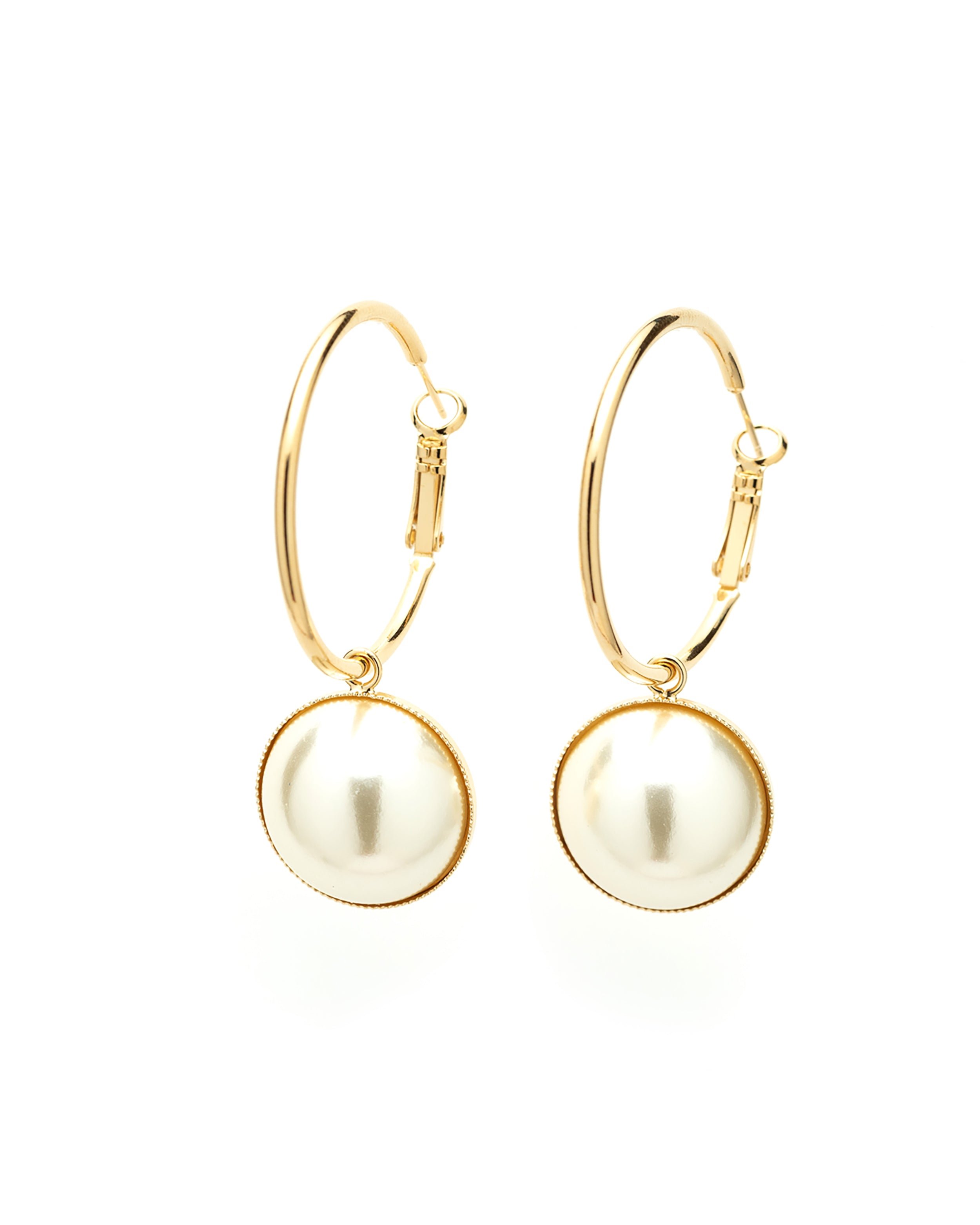 Small gold-plated hoop earrings with pearls MONSIEUR SIMONE Golden