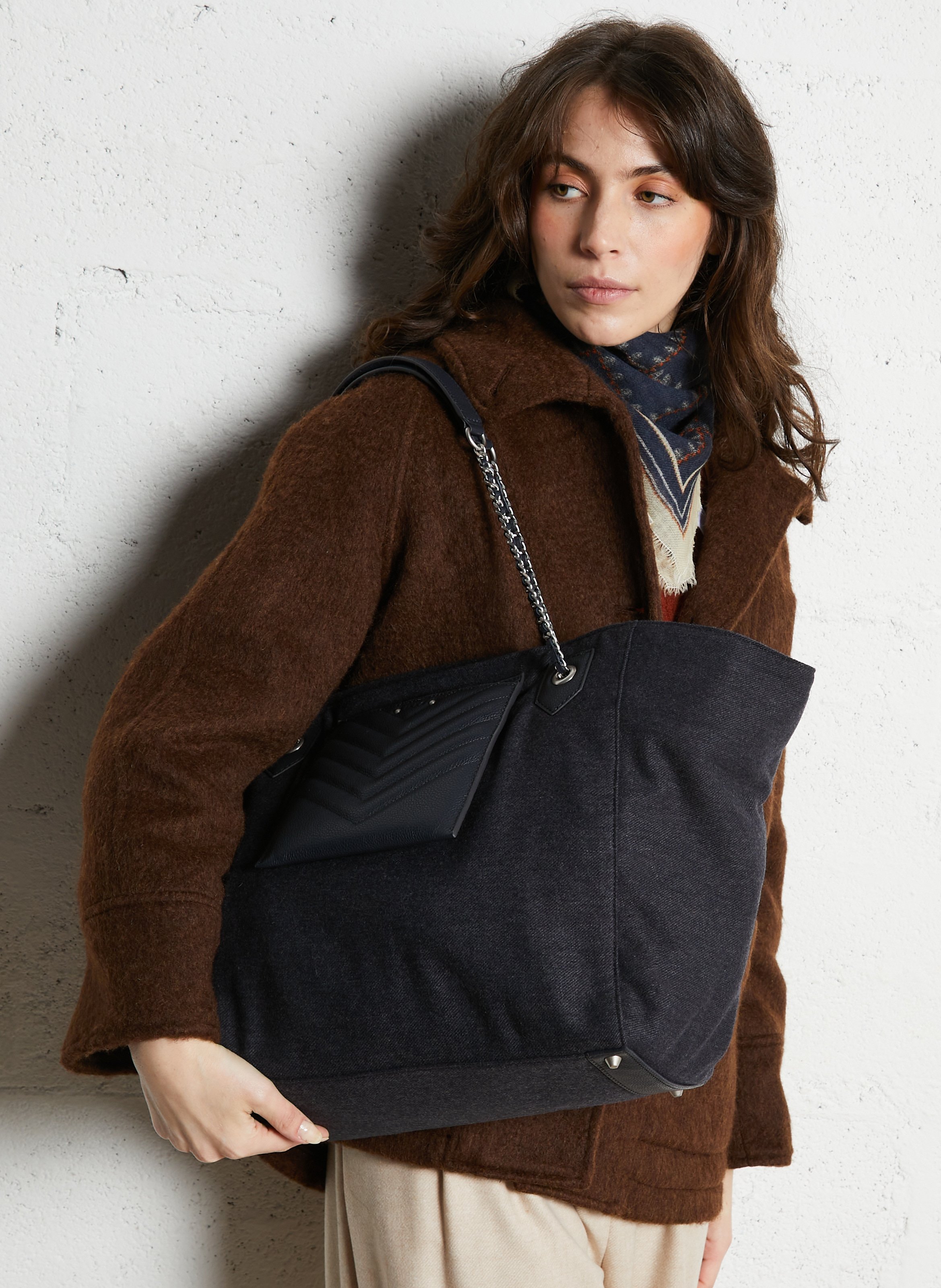 Mixed zip tote bag IKKS Blue