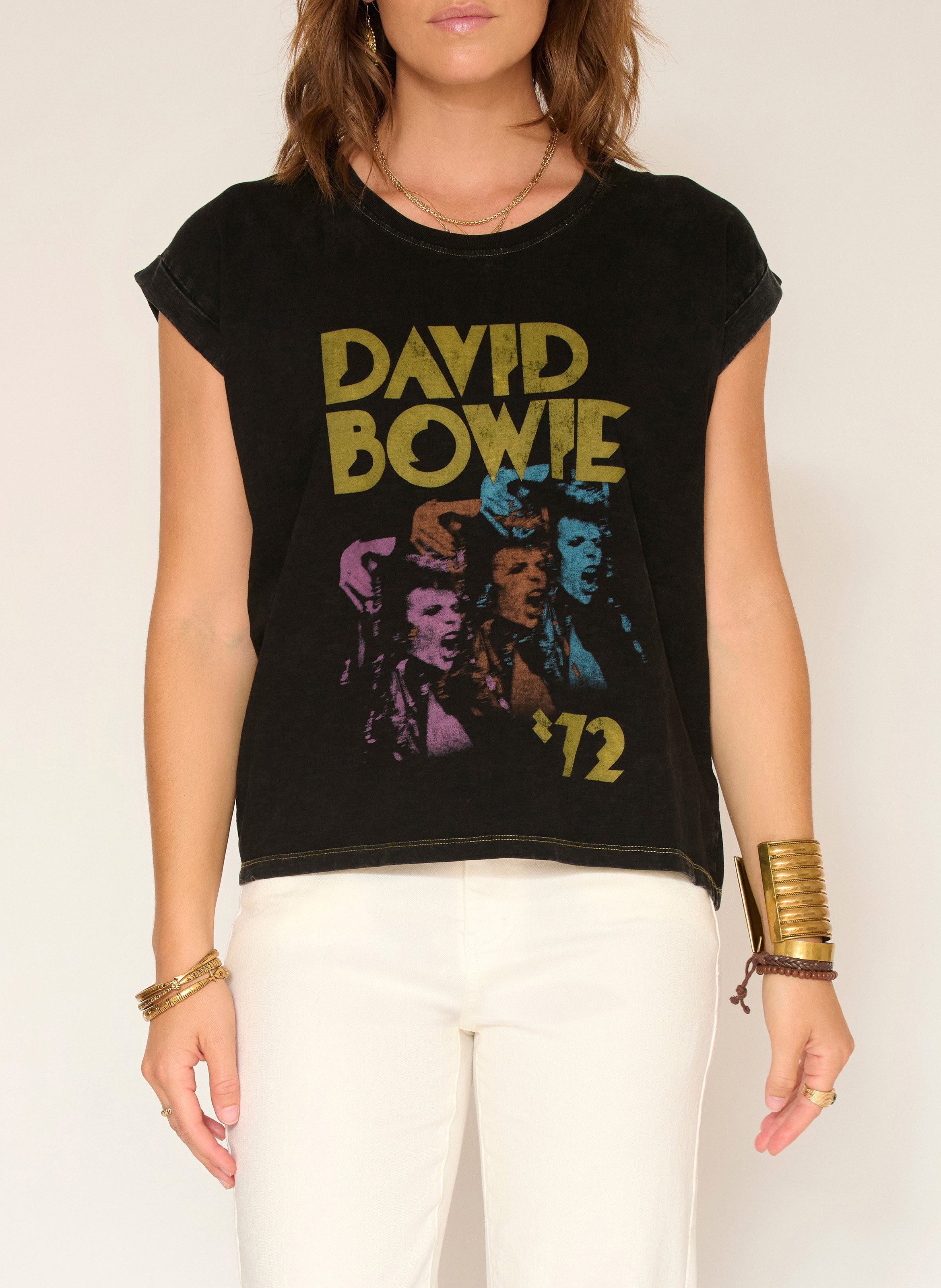 Tee-shirt droit col rond en coton MKT Noir