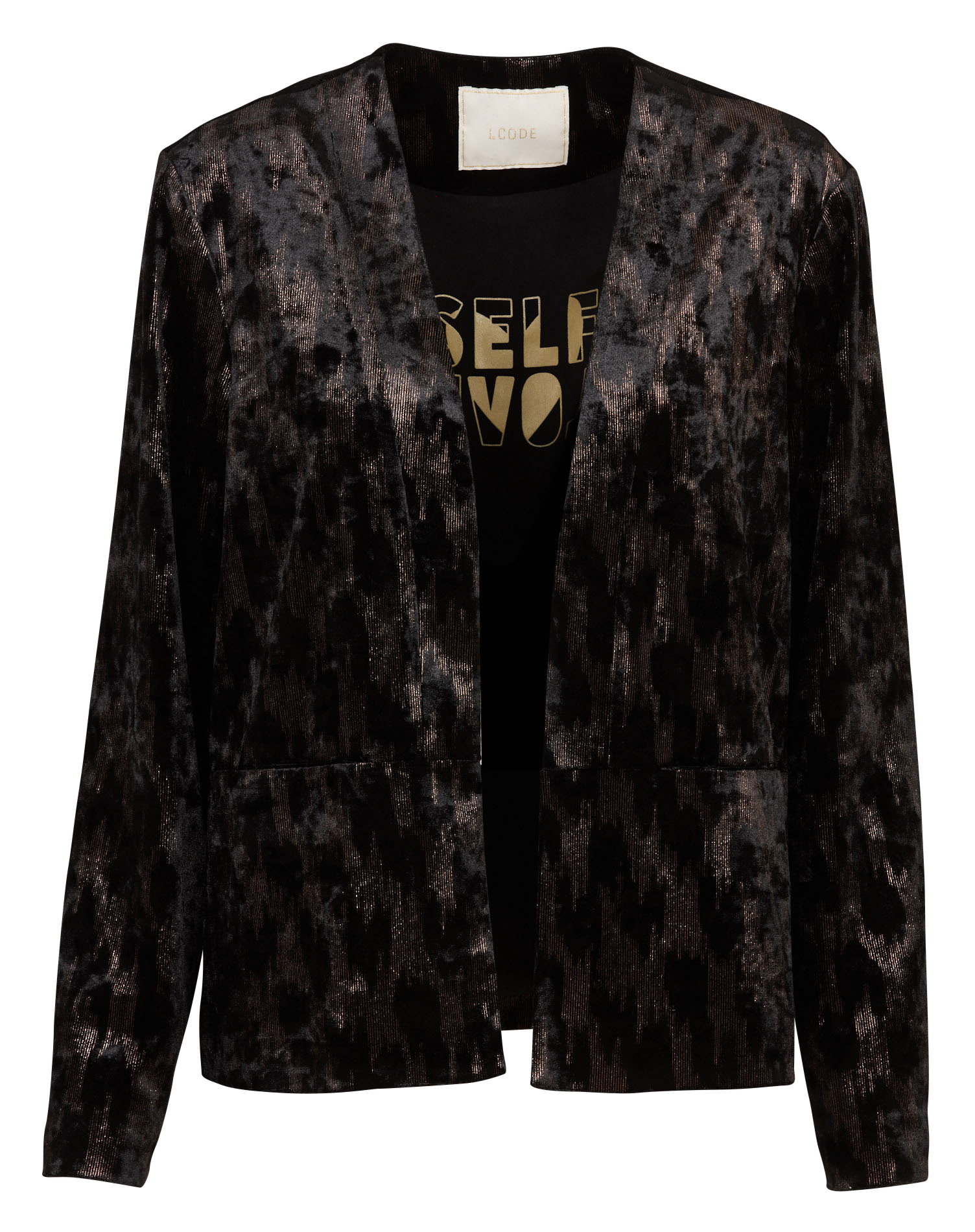 Veste droite brillante en velours I CODE Noir