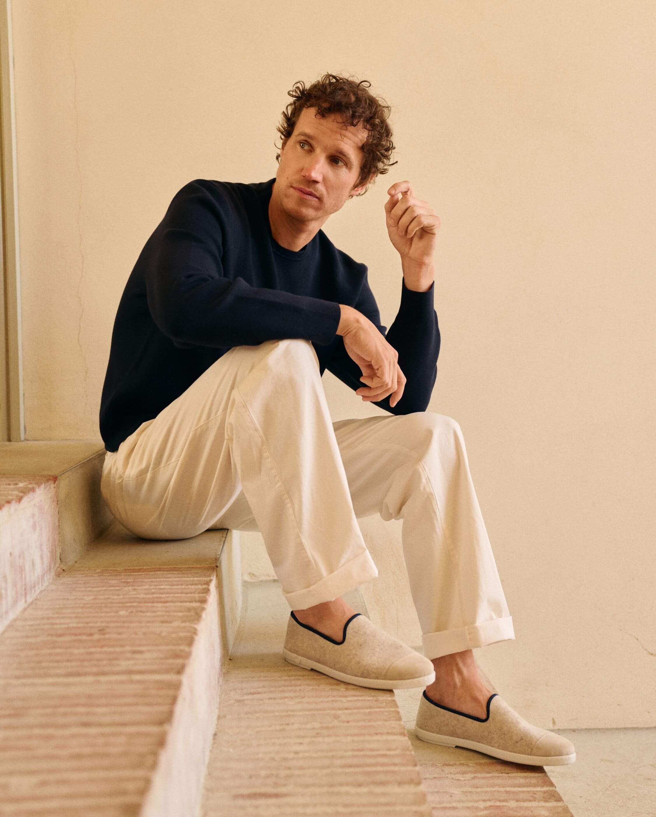 Chausson homme laine, beige nuit ANGARDE Beige