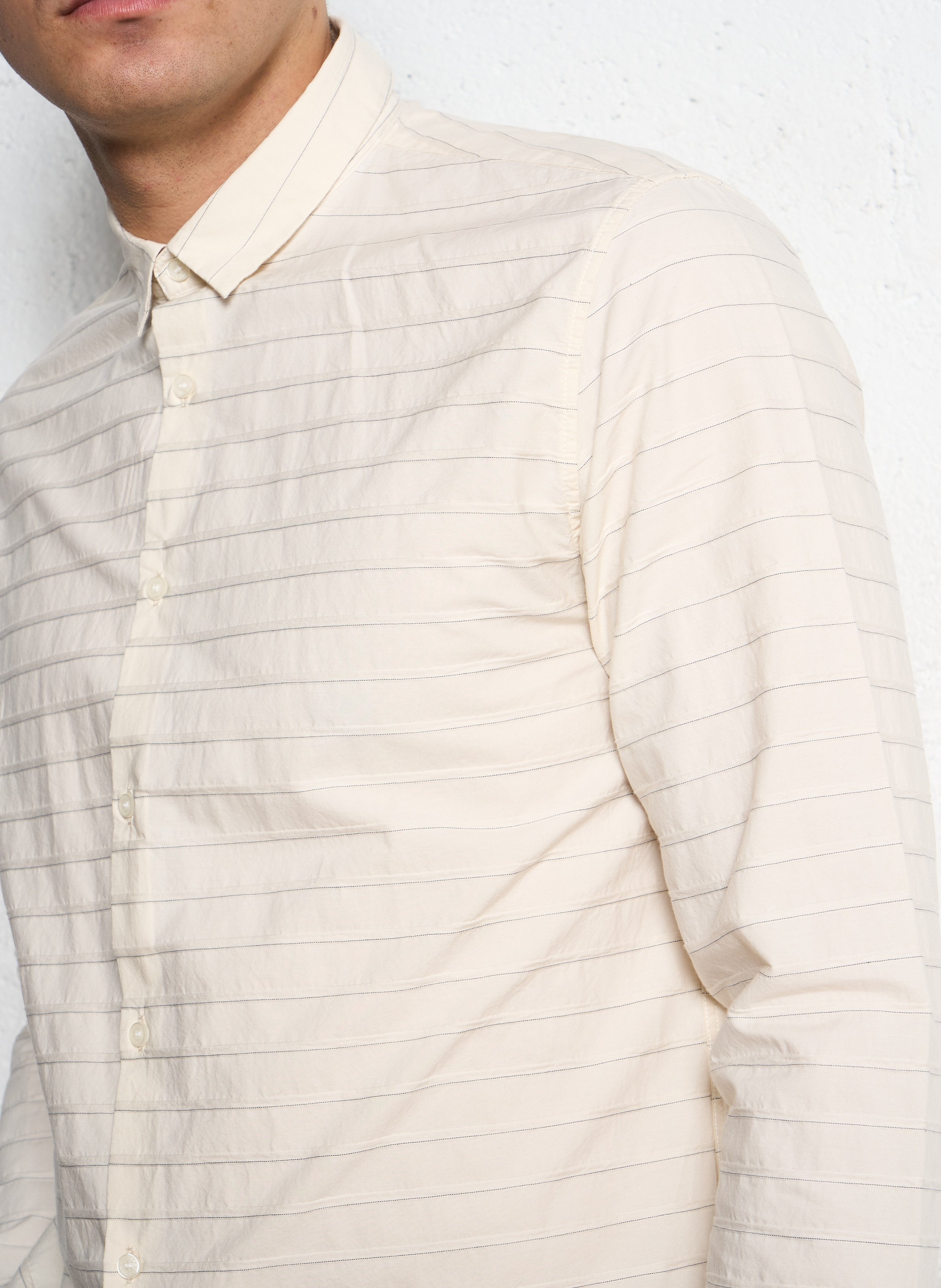 Straight shirt with pinstripes IKKS White