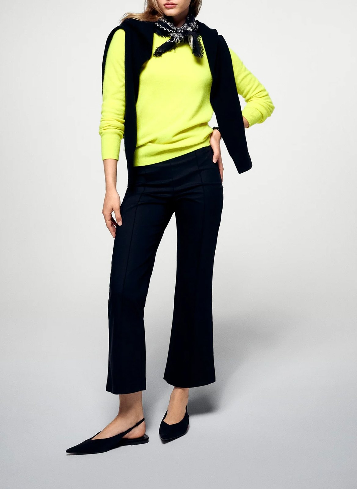 Straight cotton sweater with round neck FROM FUTURE Yellow