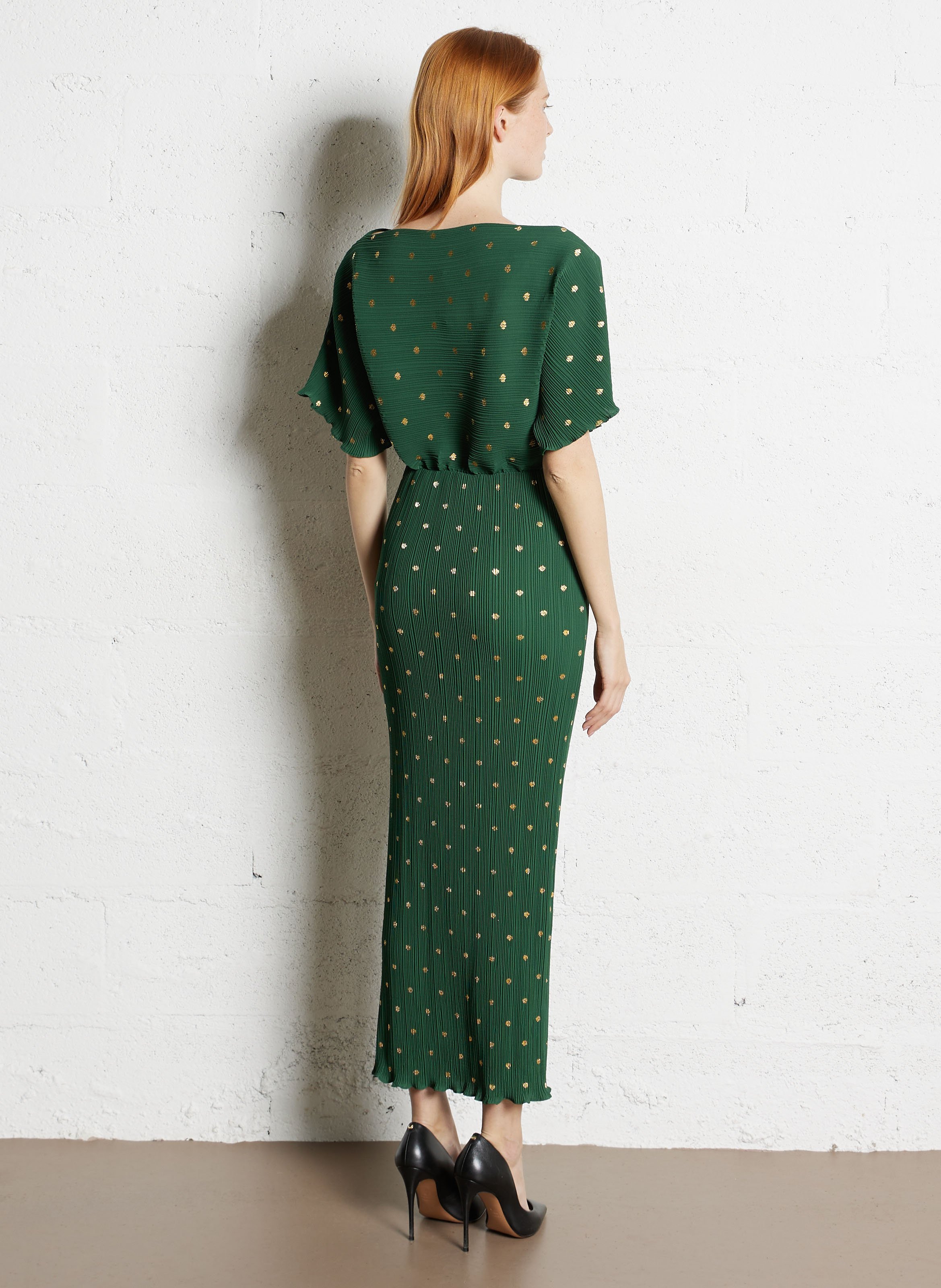 Robe longue plissée NEVER FULLY DRESSED Vert