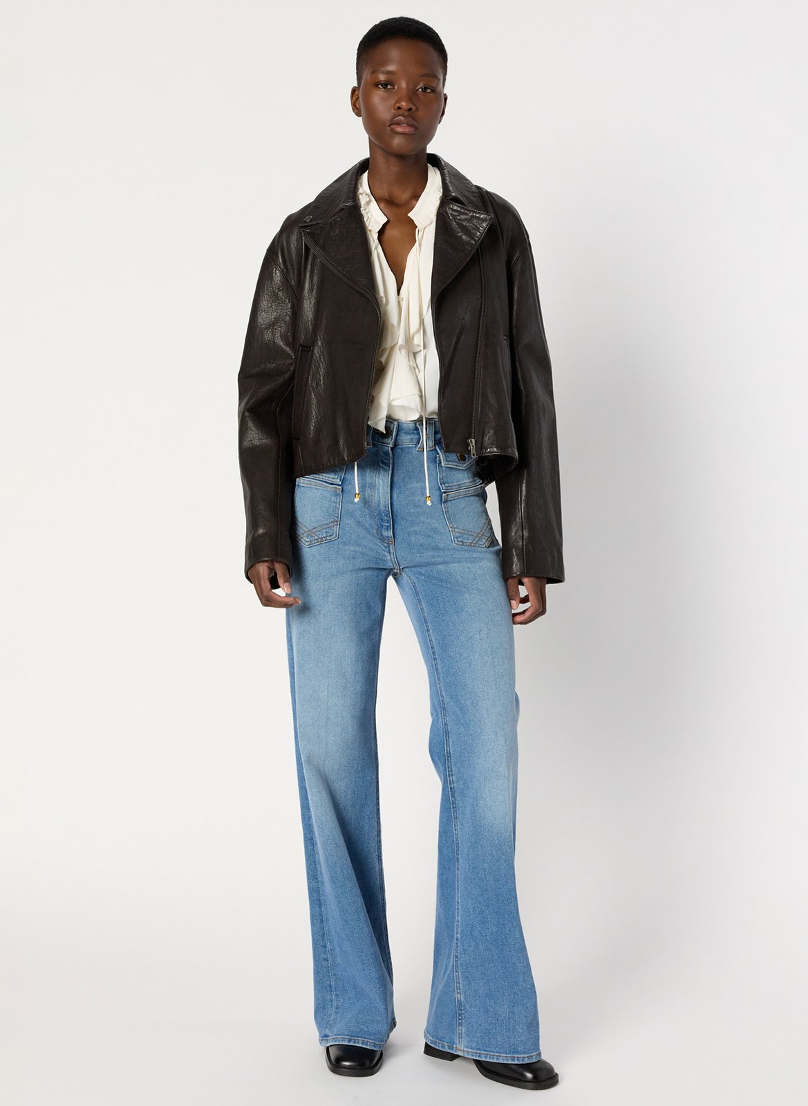 Leather jacket with tailored collar GERARD DAREL Brown