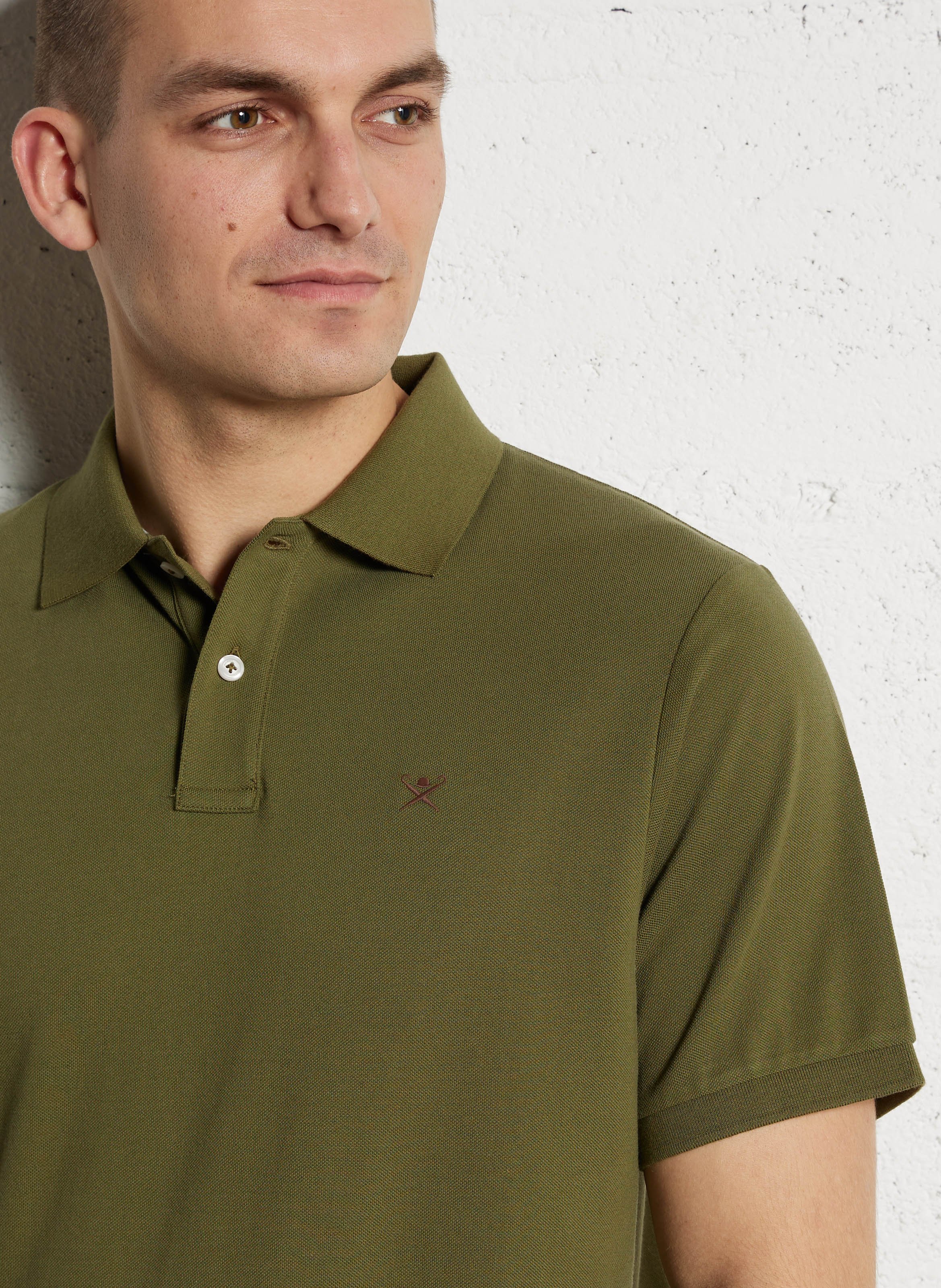 Polo met korte mouwen en een effen logo HACKETT Groen