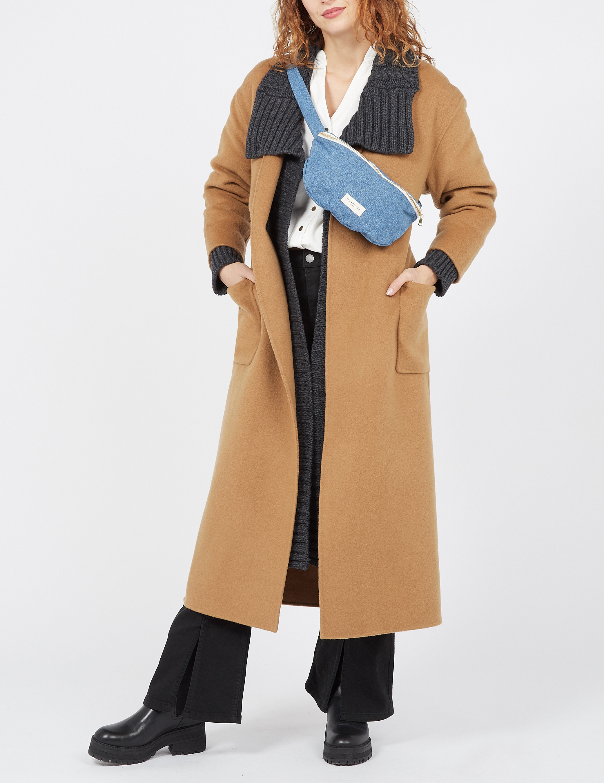 Zipped recycled cotton waist bag RIVEDROITE PARIS Faded jeans