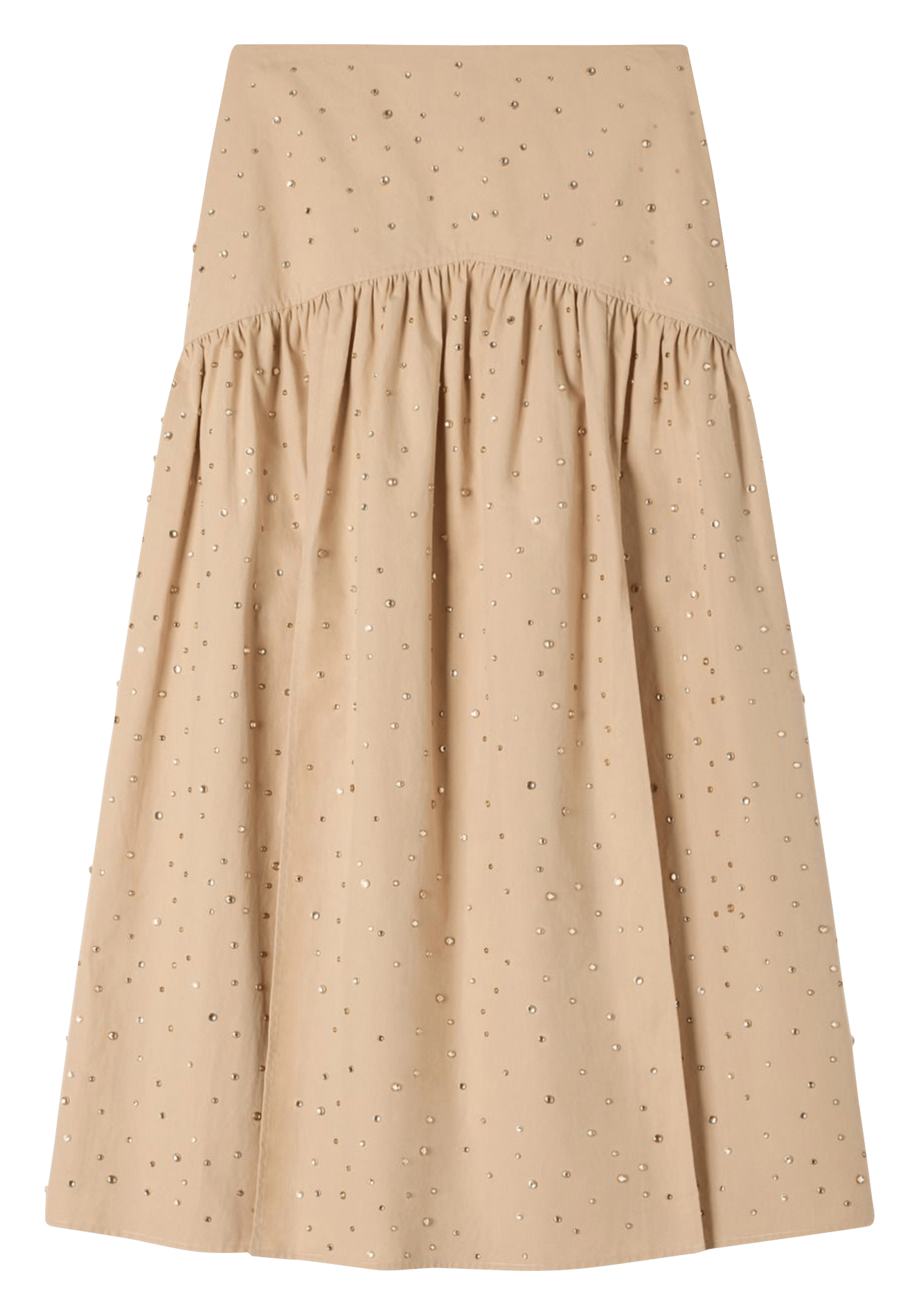 Wijd uitlopende lange rok met strass SANDRO Beige