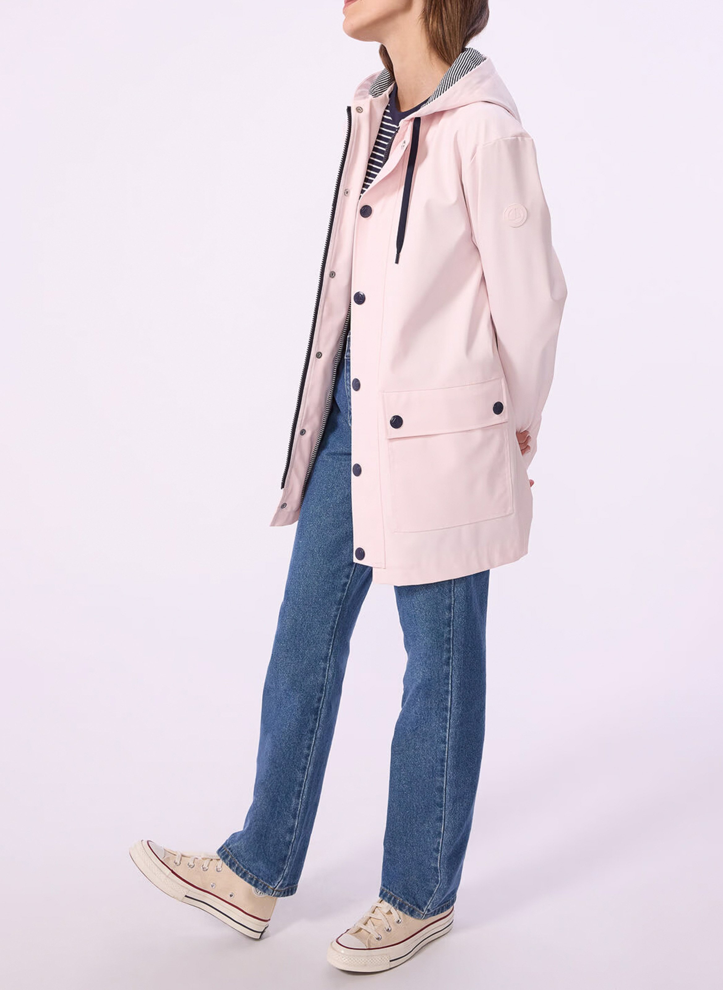 Parka met een rechte pasvorm en gewaxte capuchon PETIT BATEAU Roze