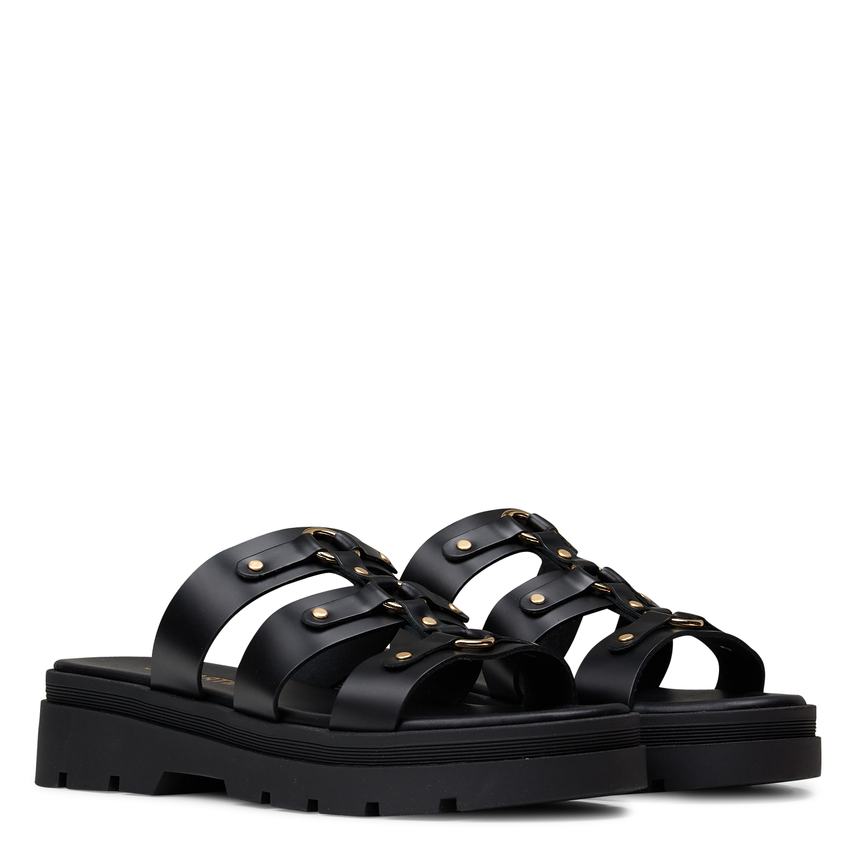 Flat calfskin leather sandals JB MARTIN Black