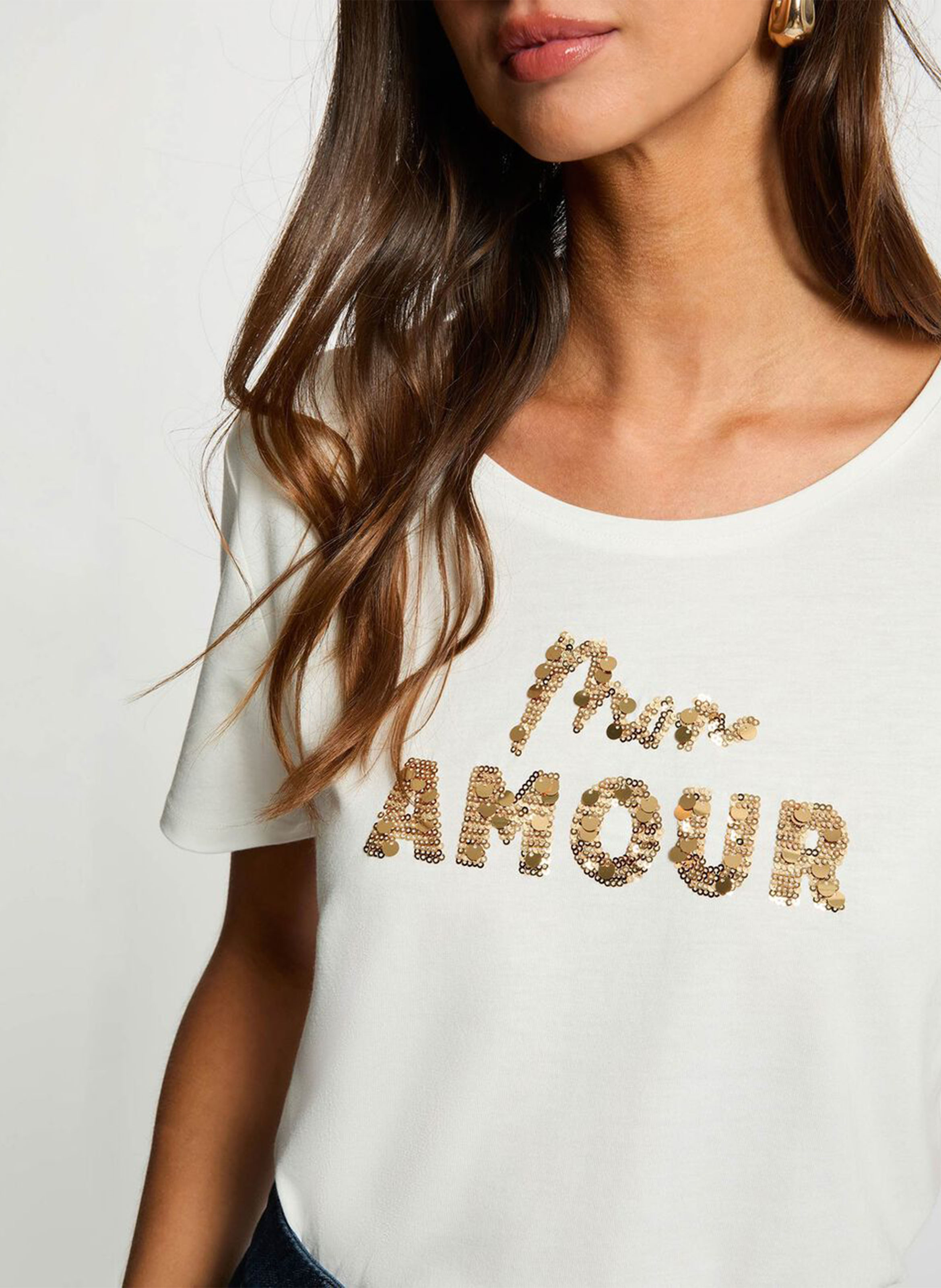 Straight-cut round-neck T-shirt MORGAN White