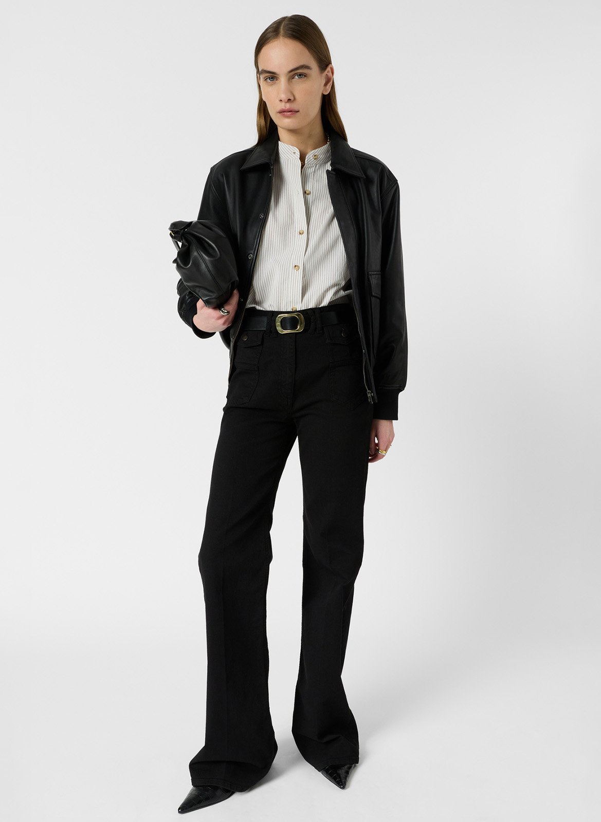 Chemise col rond ample rayée GERARD DAREL Beige