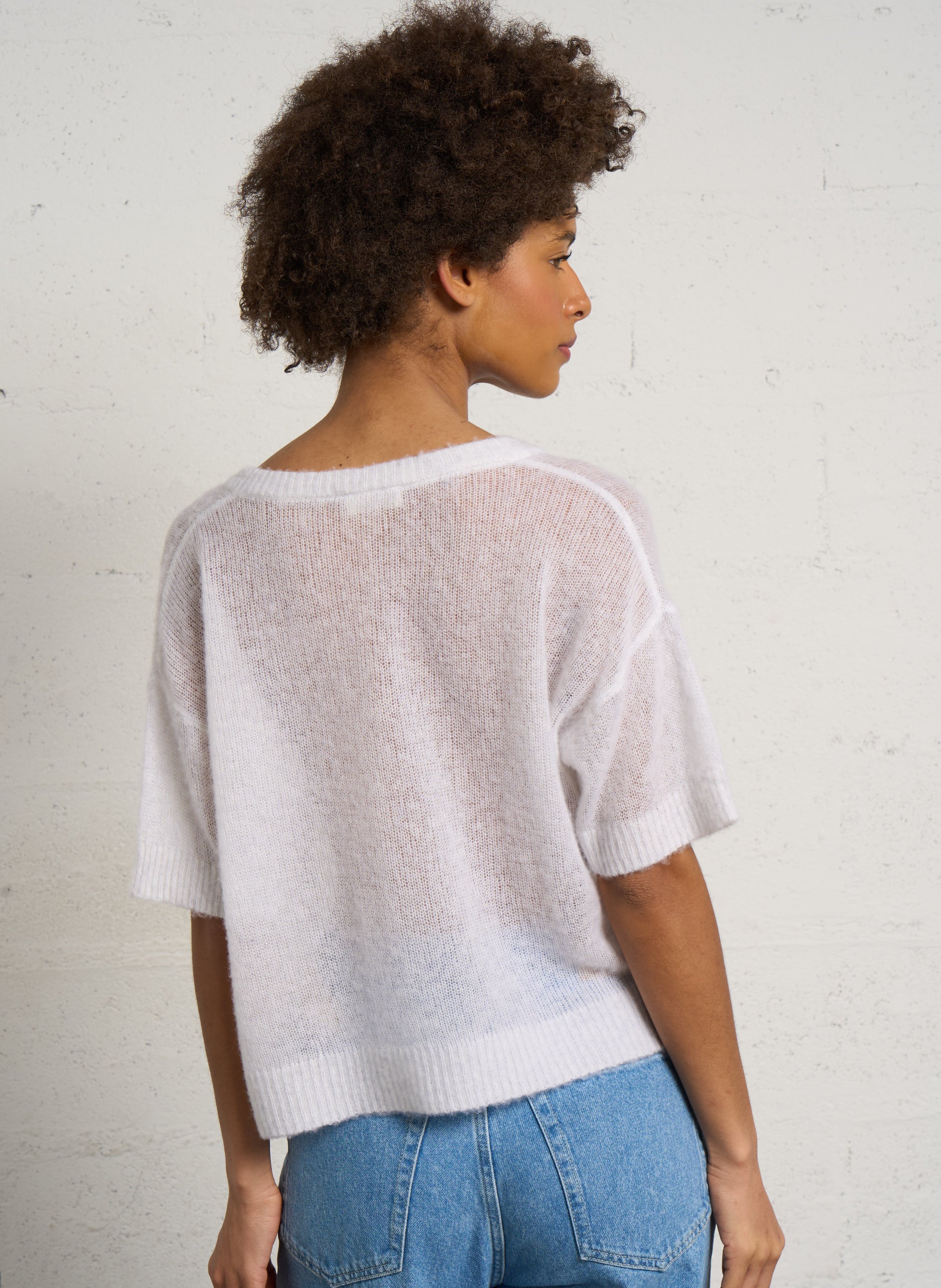 Pull droit col V AMERICAN VINTAGE Gris