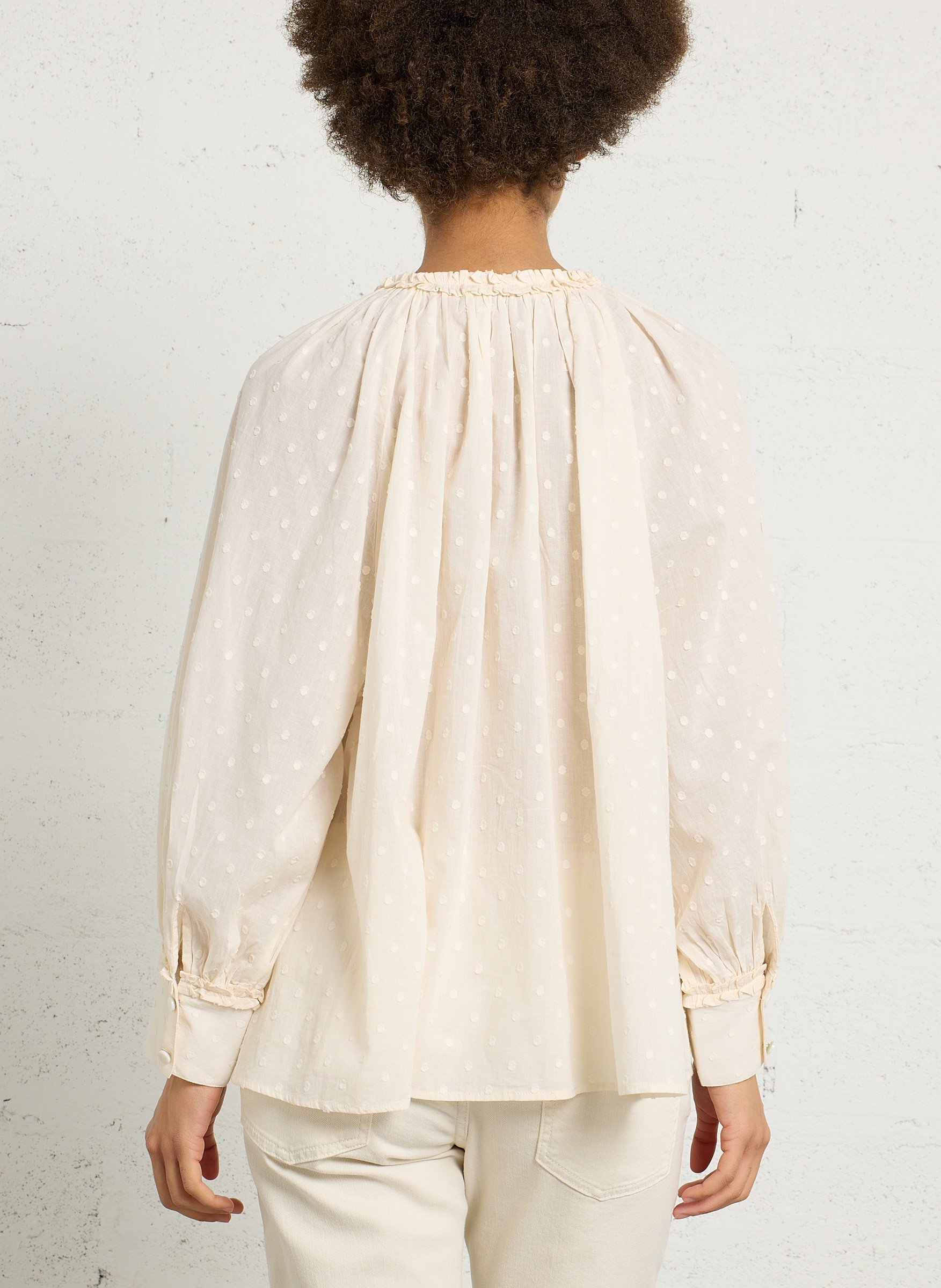 Blouse oversize col rond en coton  BELLEPIECE Beige