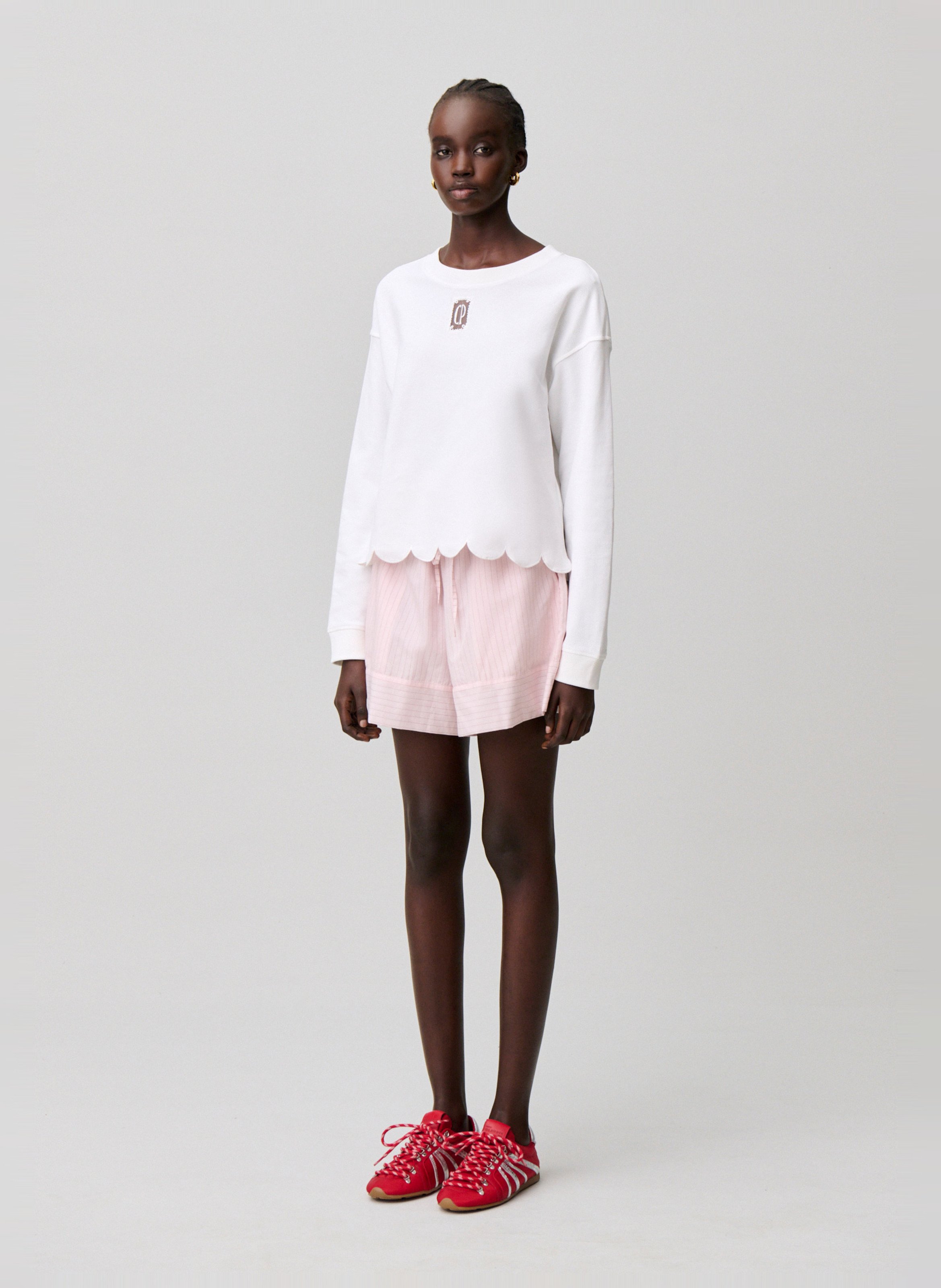 Sweatshirt van piqué katoen CLAUDIE PIERLOT Beige