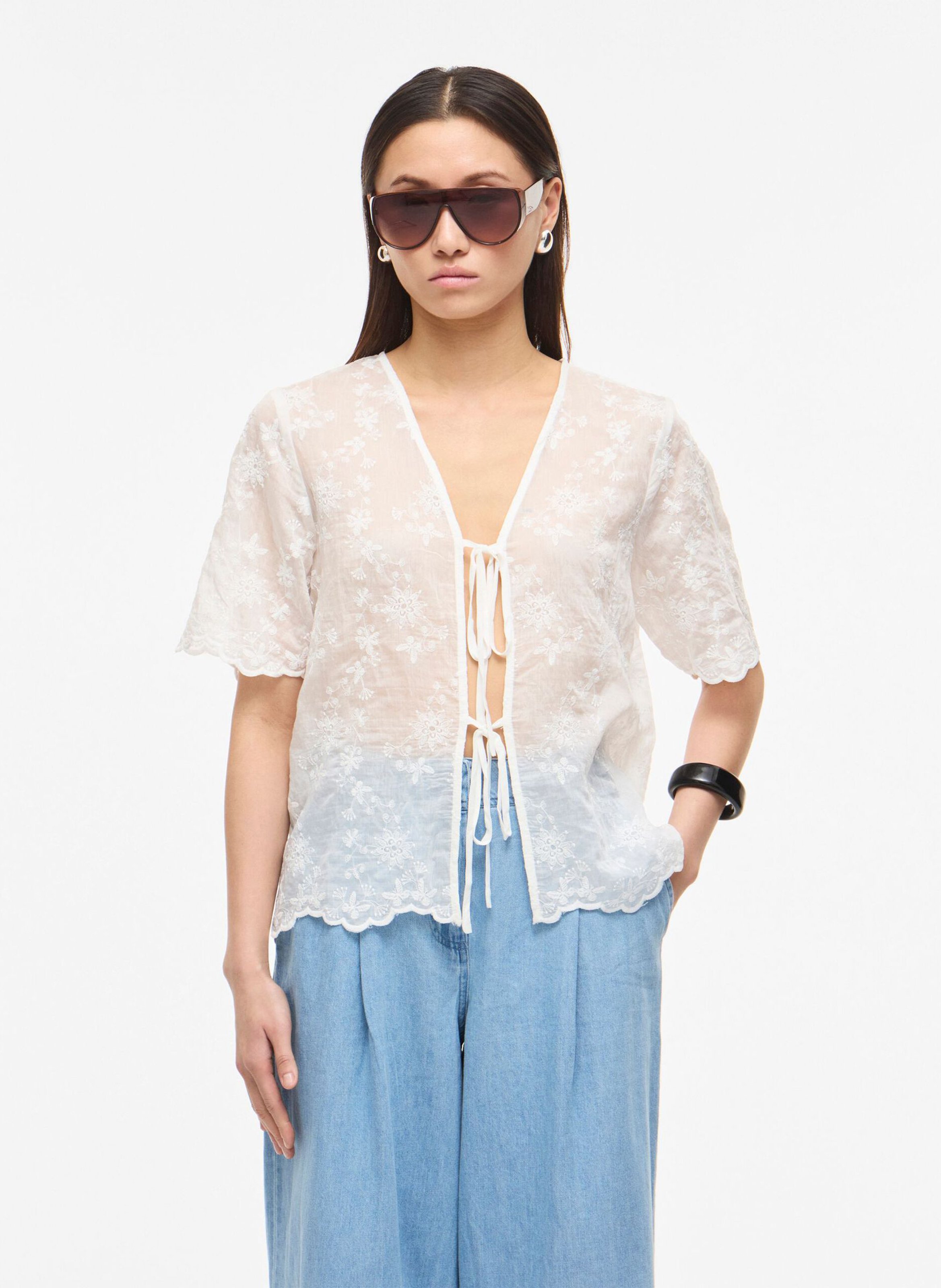 Bluse mit V-Ausschnitt ROUGE EDIT Beige