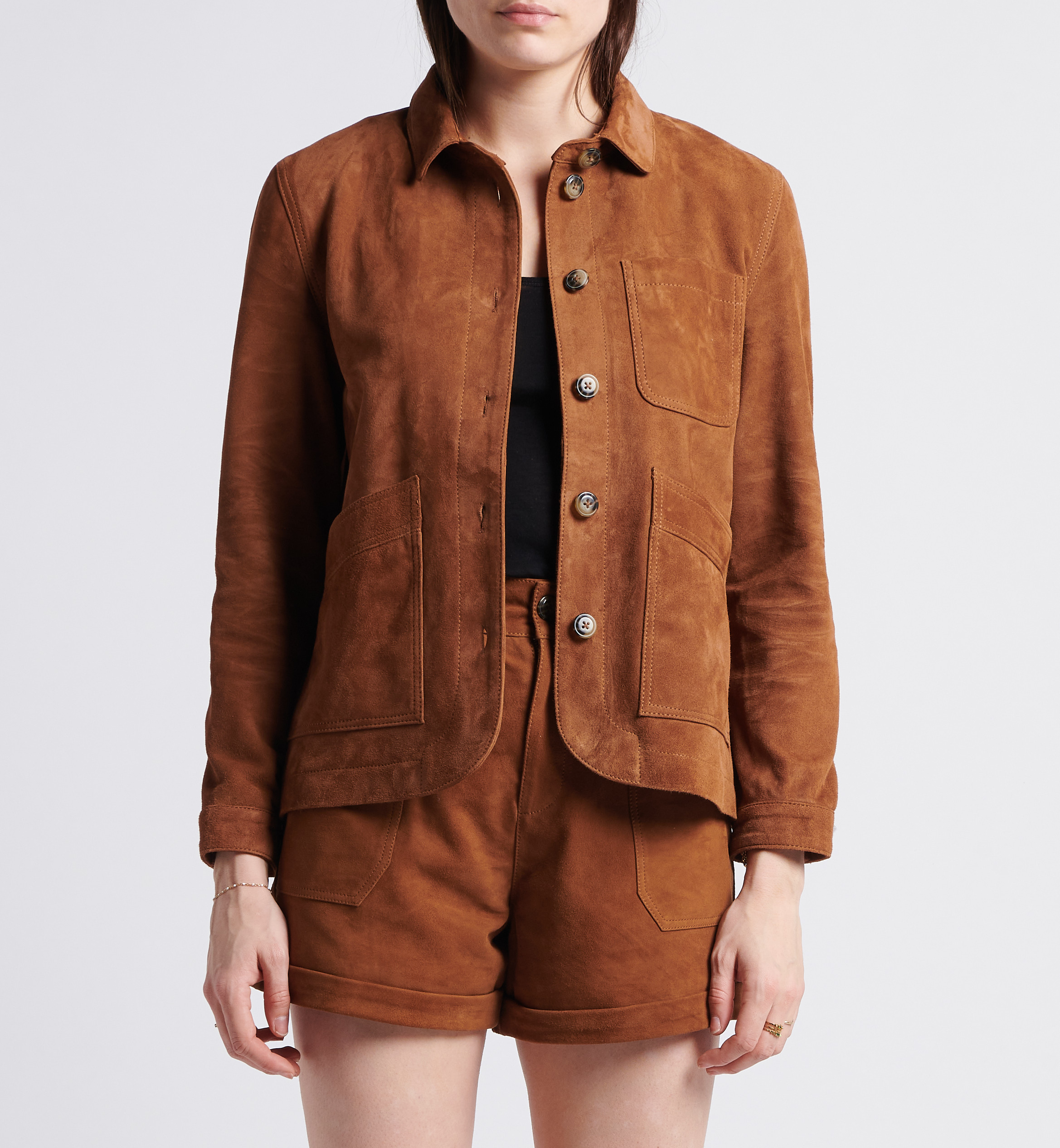 Velourslederjacke mit klassischem Kragen LA PETITE ETOILE Braun