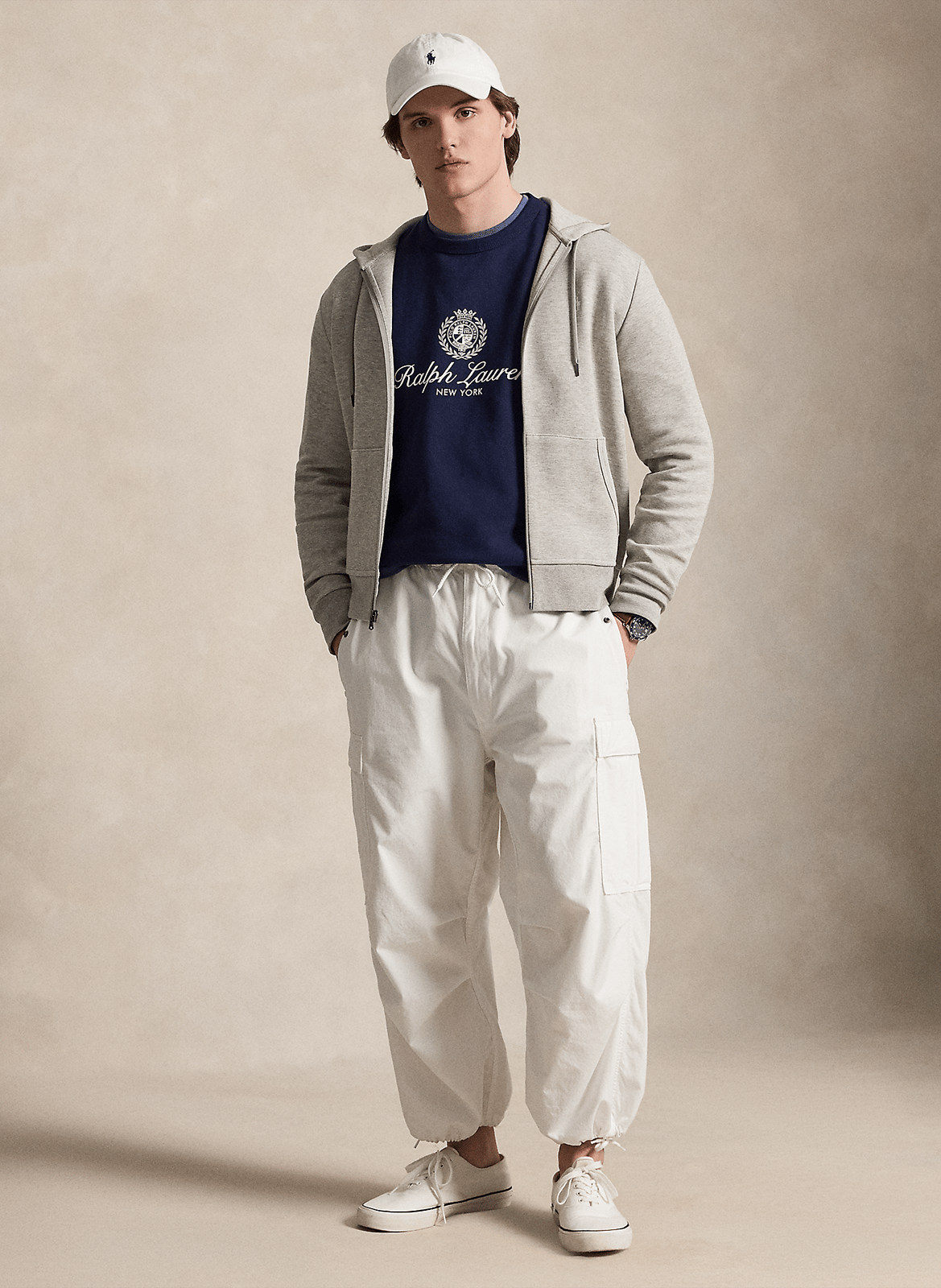 Sweat zippé à capuche en coton doux | Gris POLO RALPH LAUREN Homme