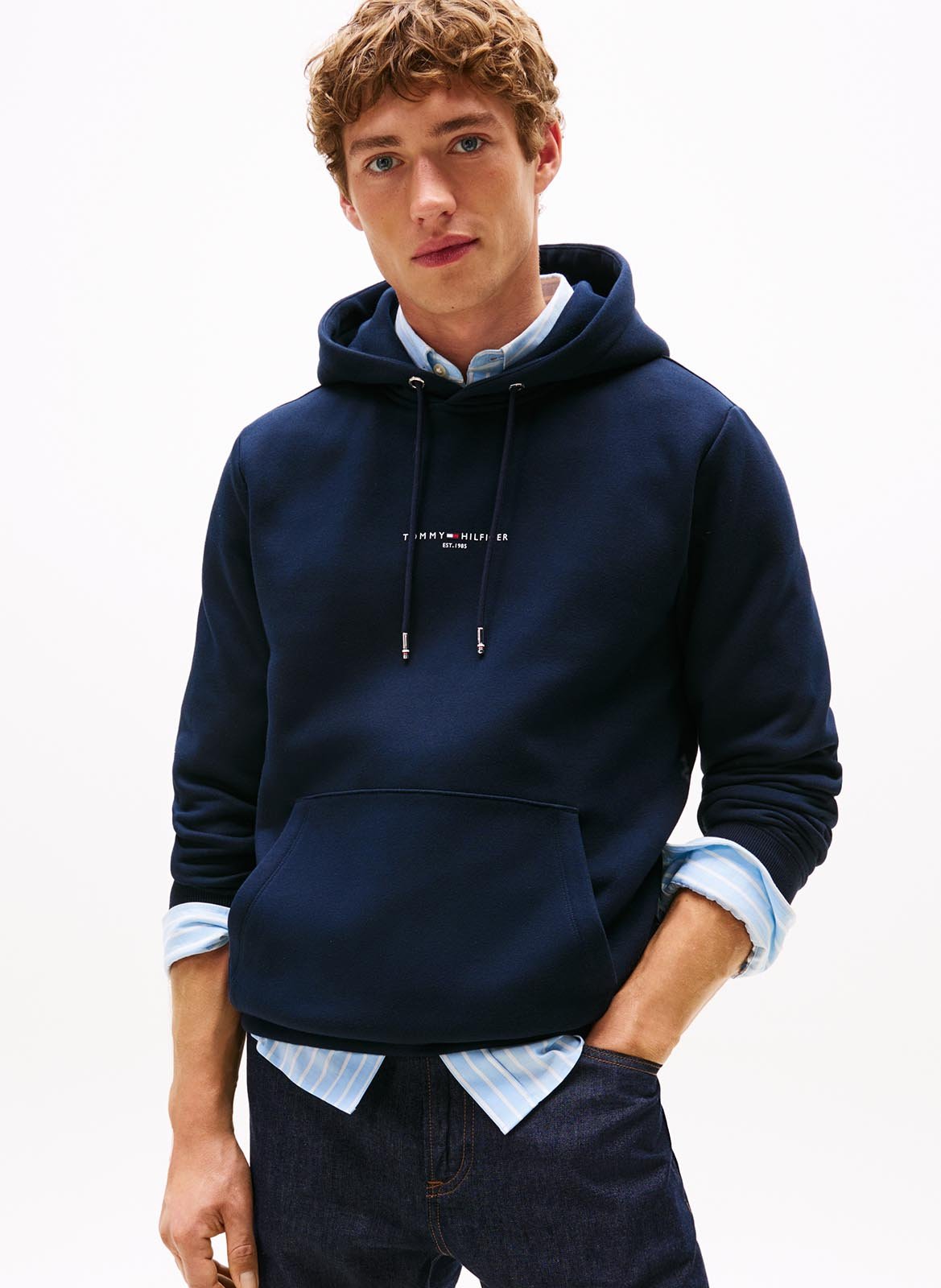 Straight-fit organic cotton-blend sweatshirt TOMMY HILFIGER Blue