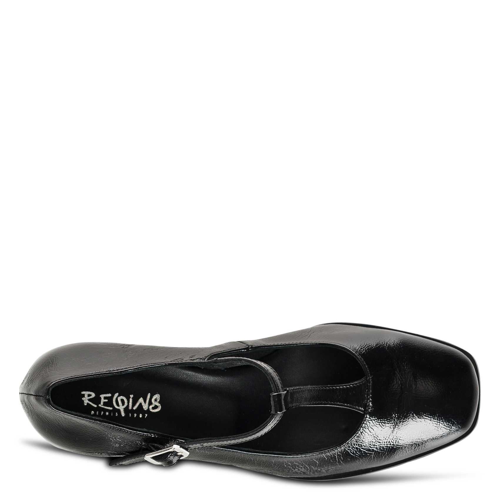 Pumps mit Riemen aus Lackleder REQINS Schwarz