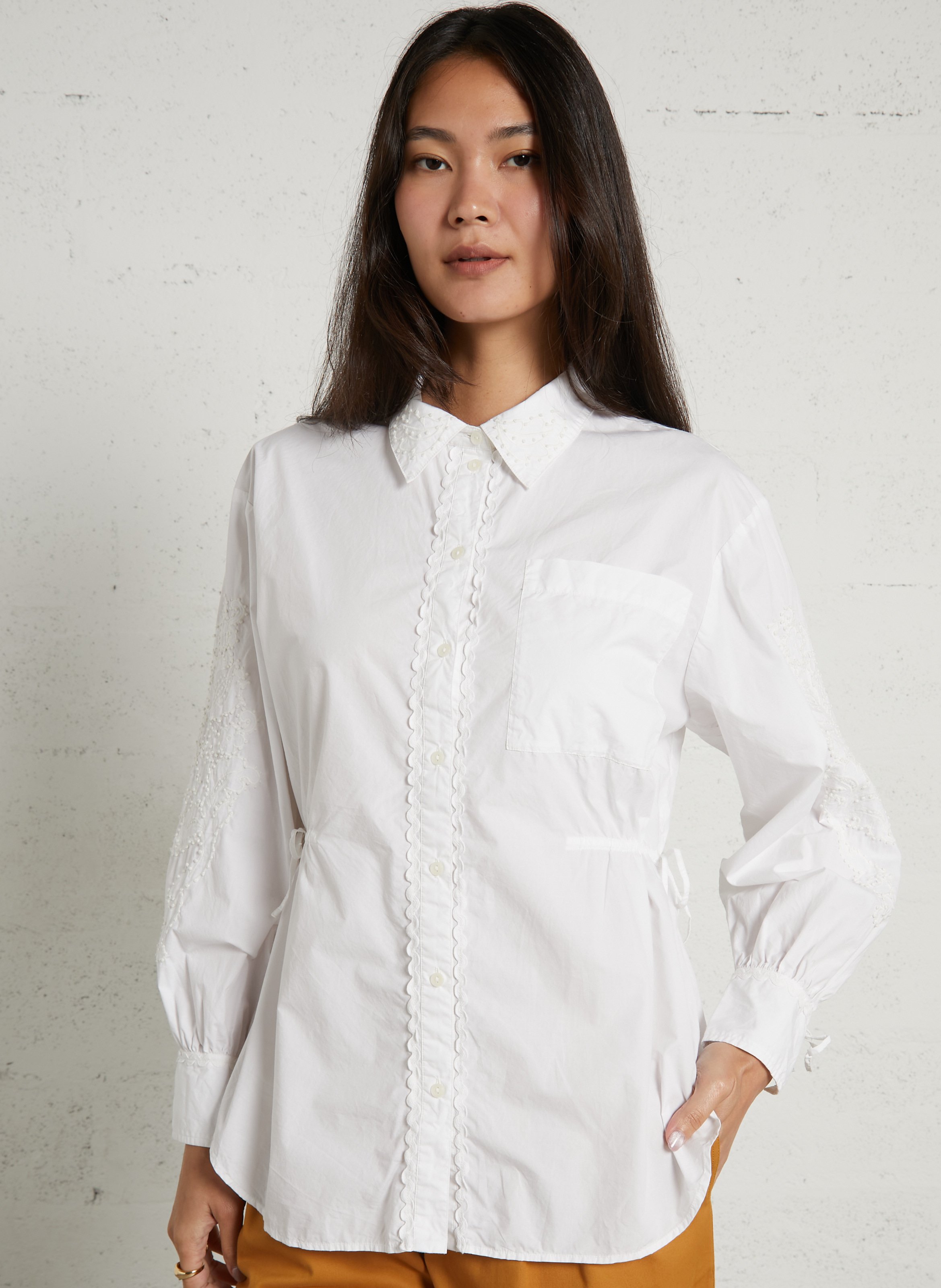 Organic cotton shirt with classic collar LOUISE MISHA Beige