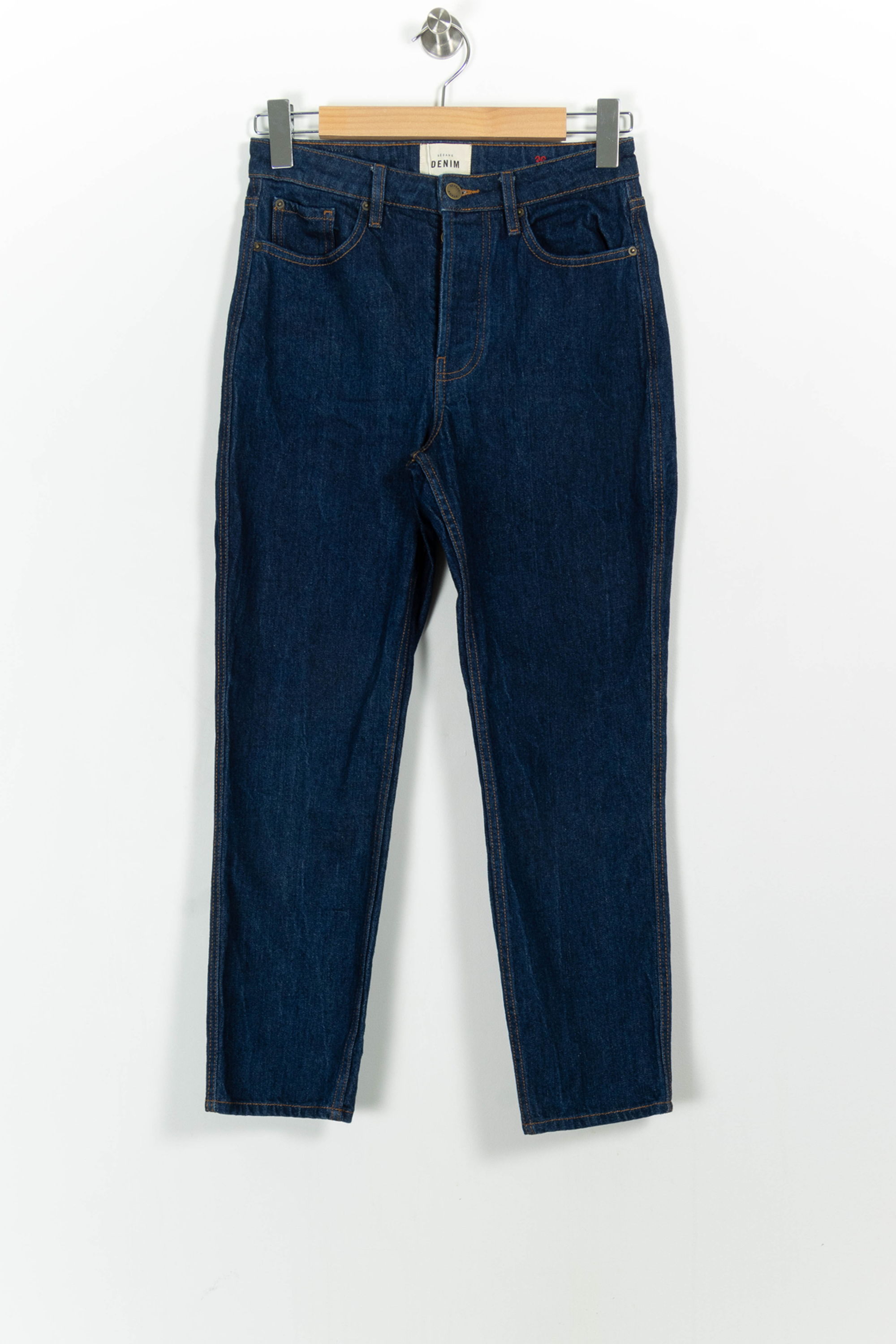 Cropped slim jeans with studs SEZANE - Seconde main Blue