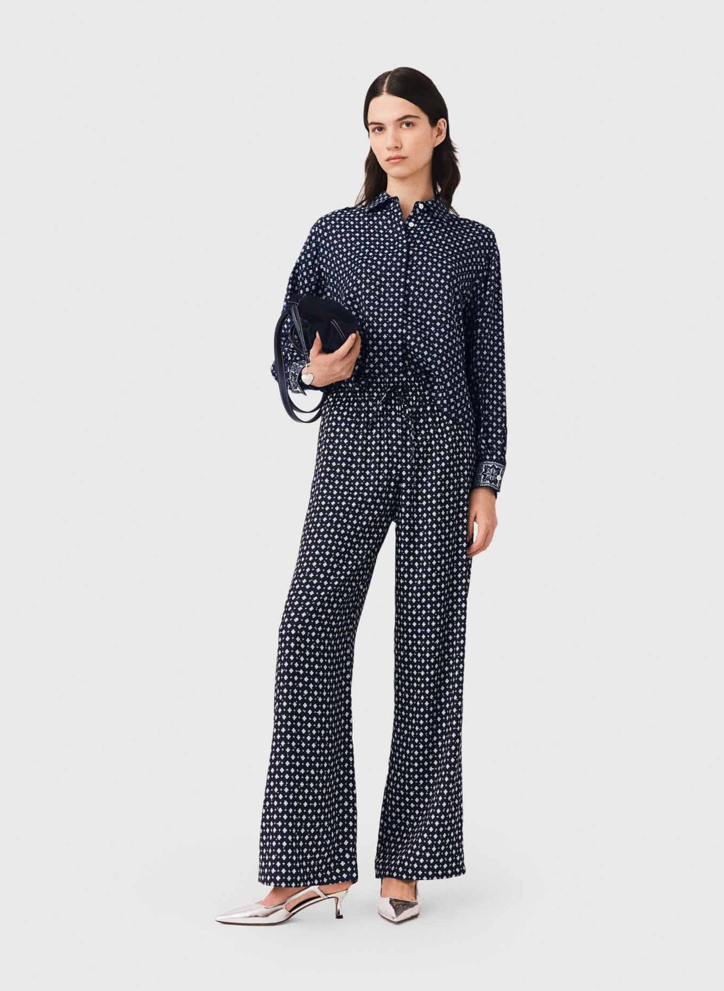 Wide-leg spotted trousers MAJE Blue