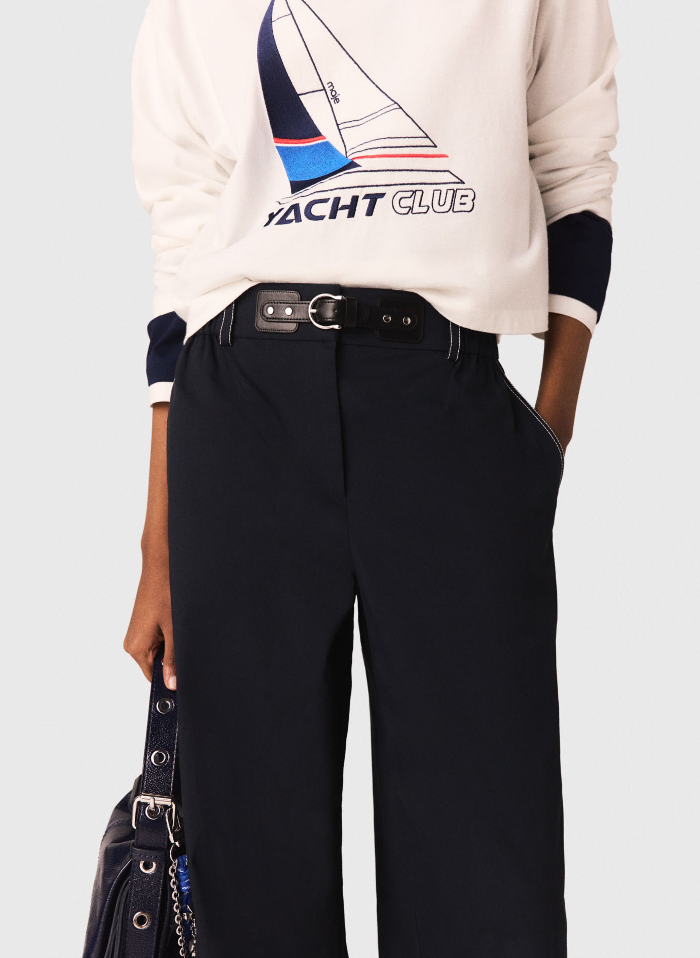 Pantalon large en coton mélangé MAJE Bleu