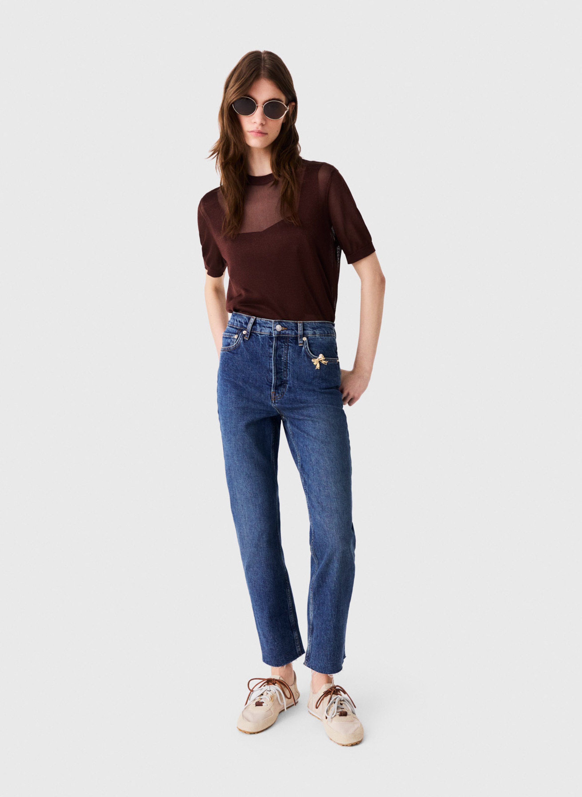Straight-fit jeans van katoenmix MAJE Blauw