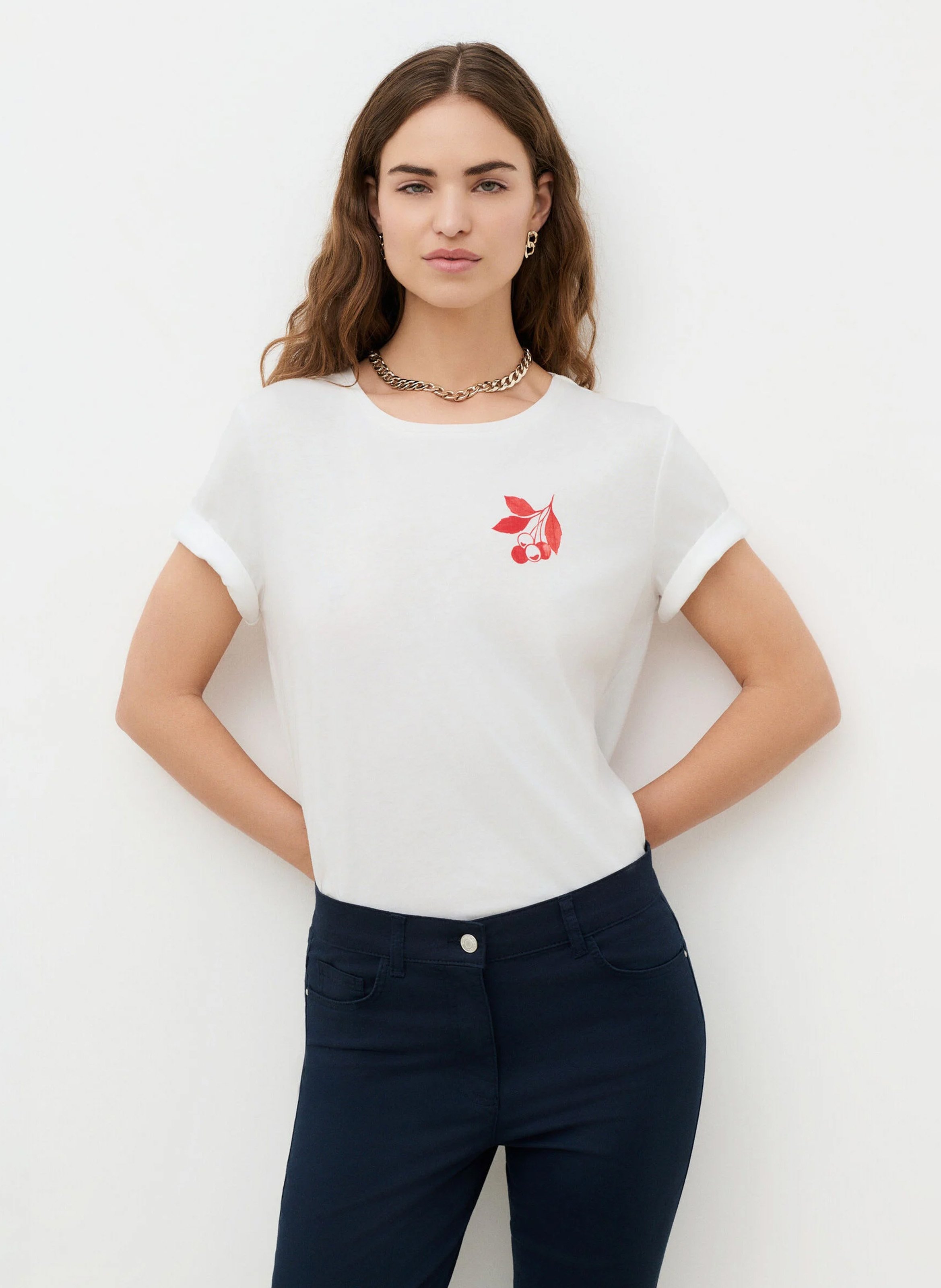 Katoenen T-shirt met ronde hals CAROLL Rood