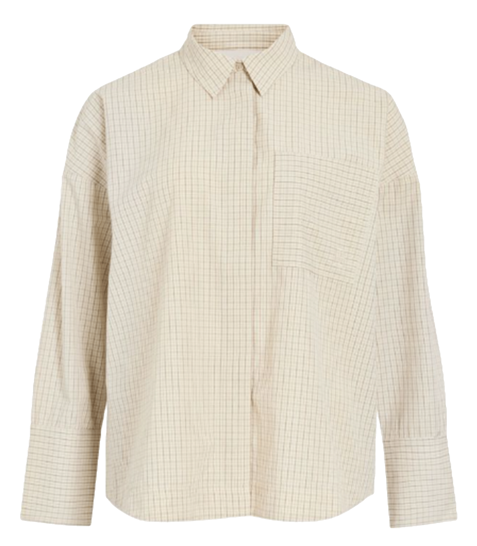 Oversized printed cotton shirt with classic collar ROUGE EDIT Beige