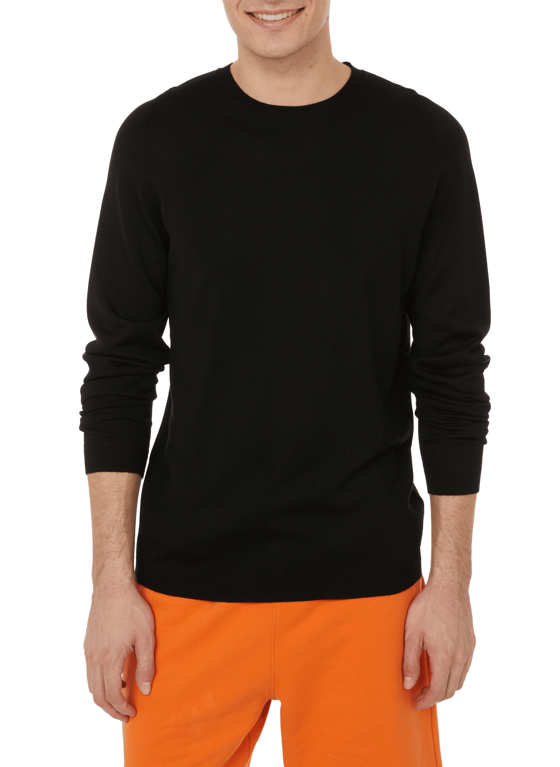 Pull col rond en laine mérinos AU PRINTEMPS PARIS Noir