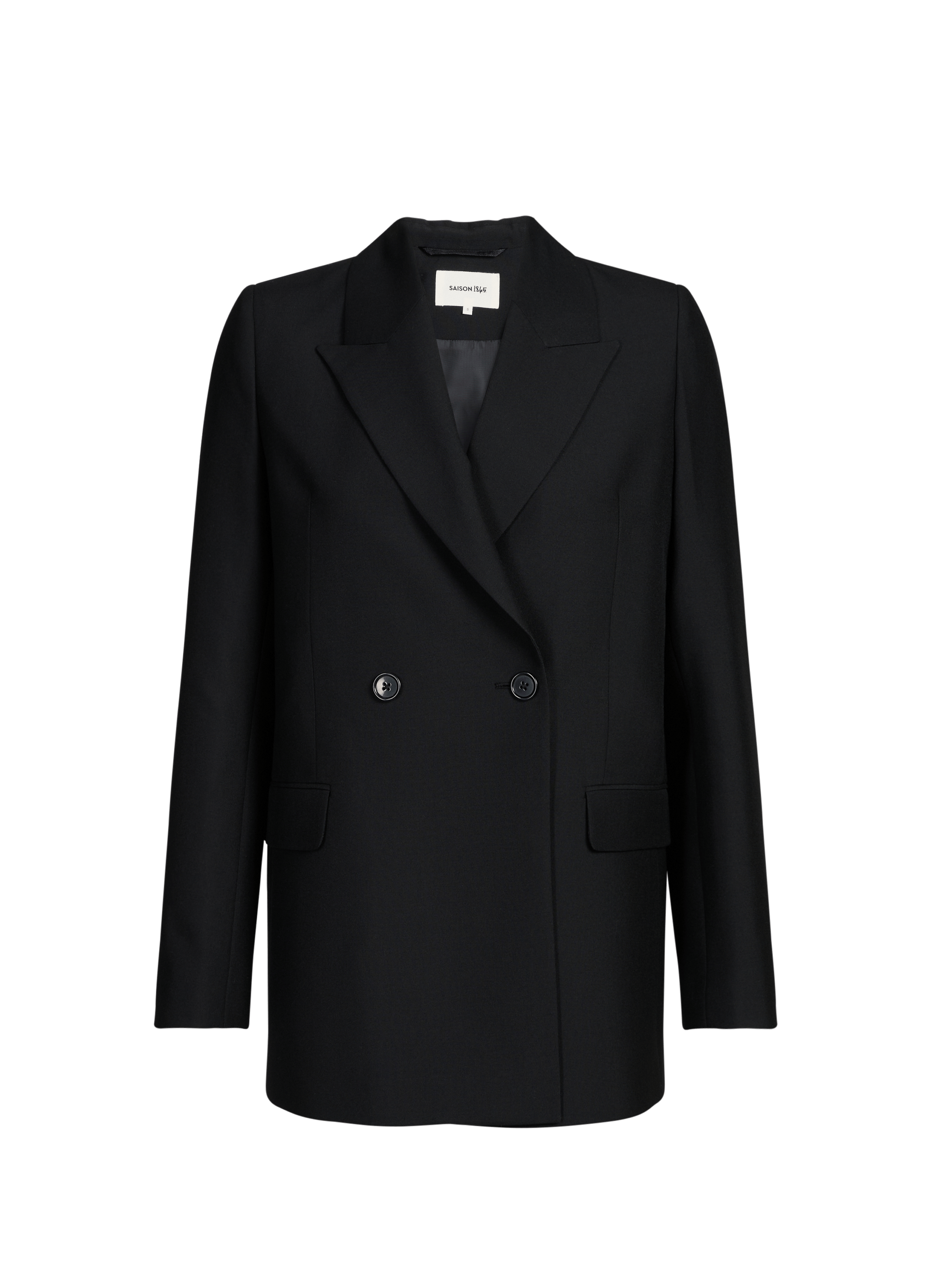 Tailored blazer jacket in mixed wool blend SAISON 1865 Black