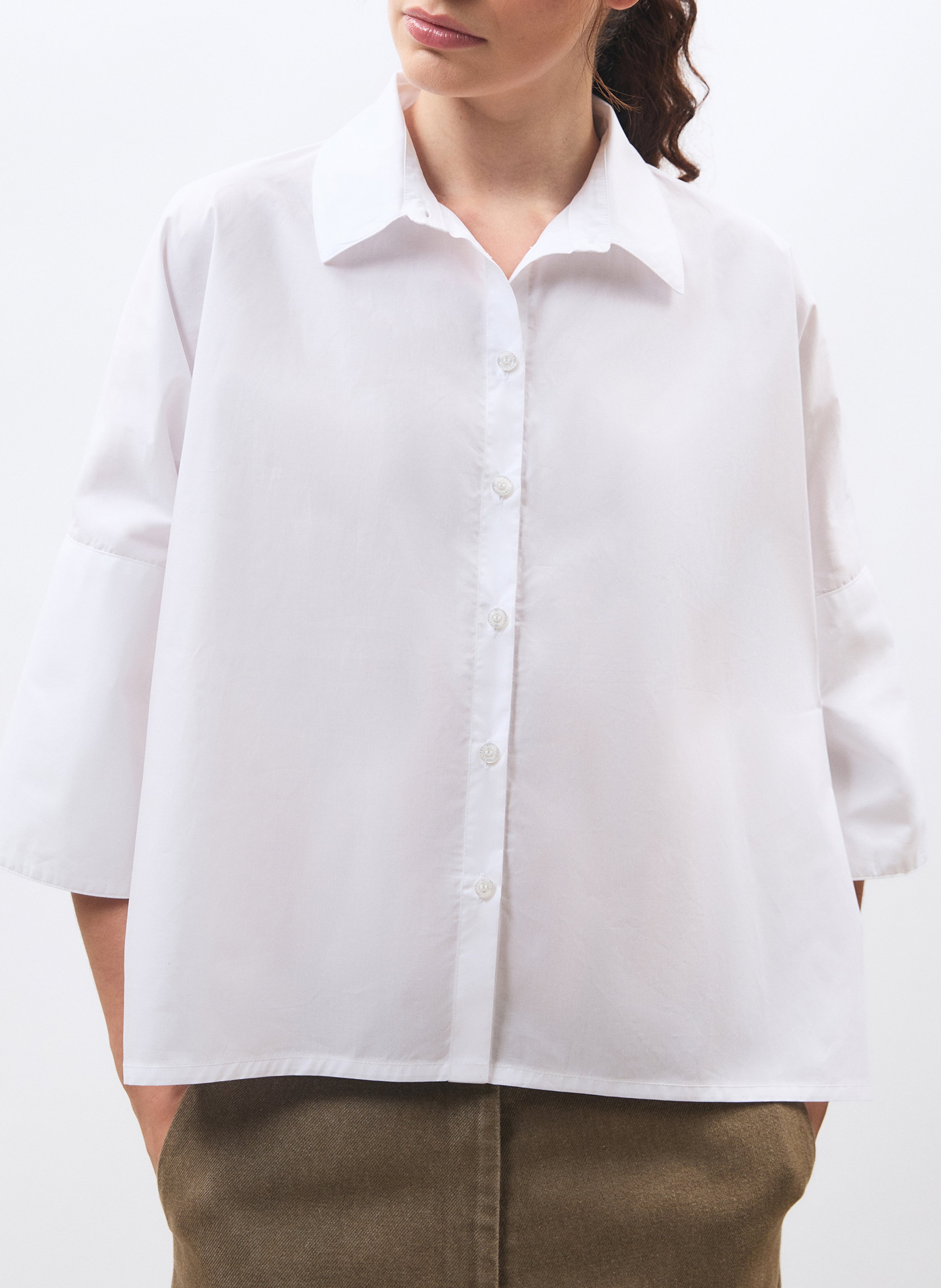 Loose-fitting cotton shirt with pattern HUMILITY White