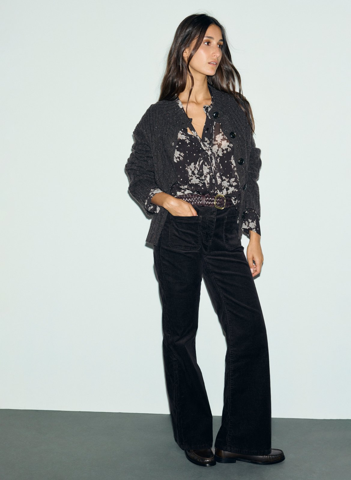 Gilet droit col montant à paillettes en laine GERARD DAREL Marron