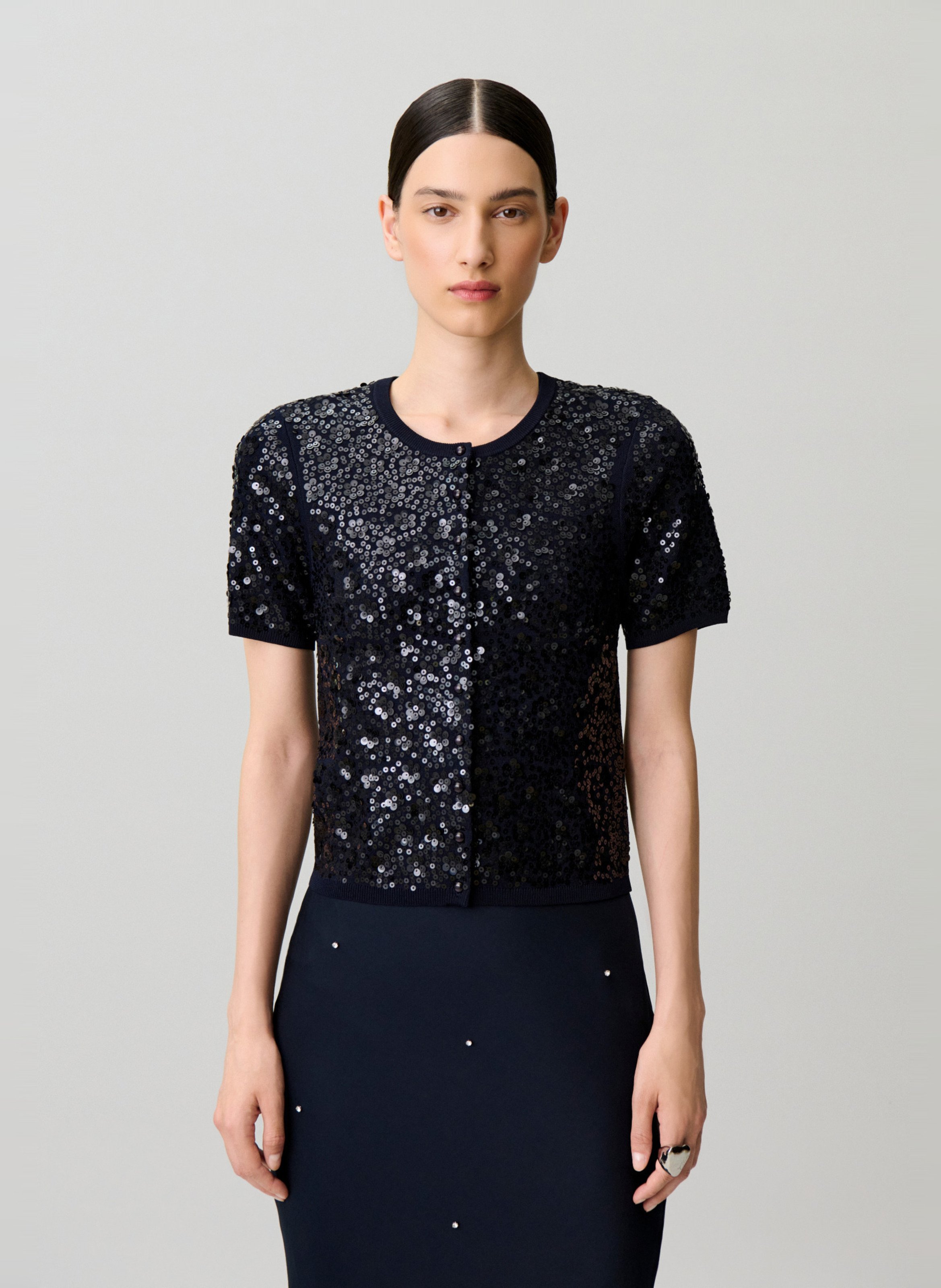 Gilet manches courtes à sequins CLAUDIE PIERLOT Bleu