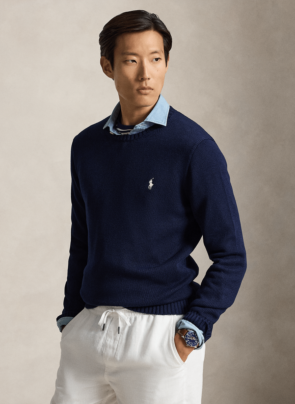 Pull col rond en coton POLO RALPH LAUREN