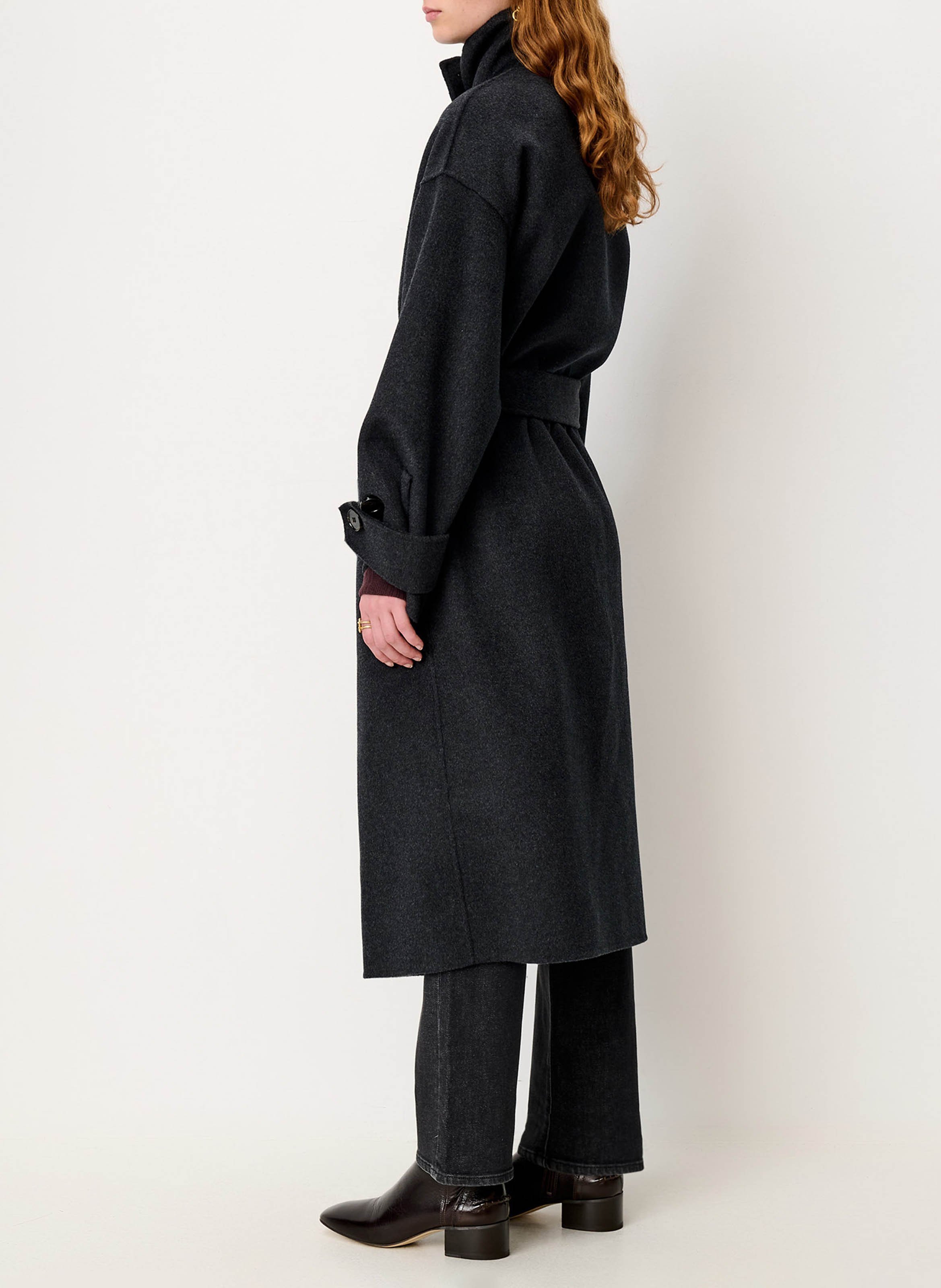 Wool-blend long belted coat SESSUN Grey