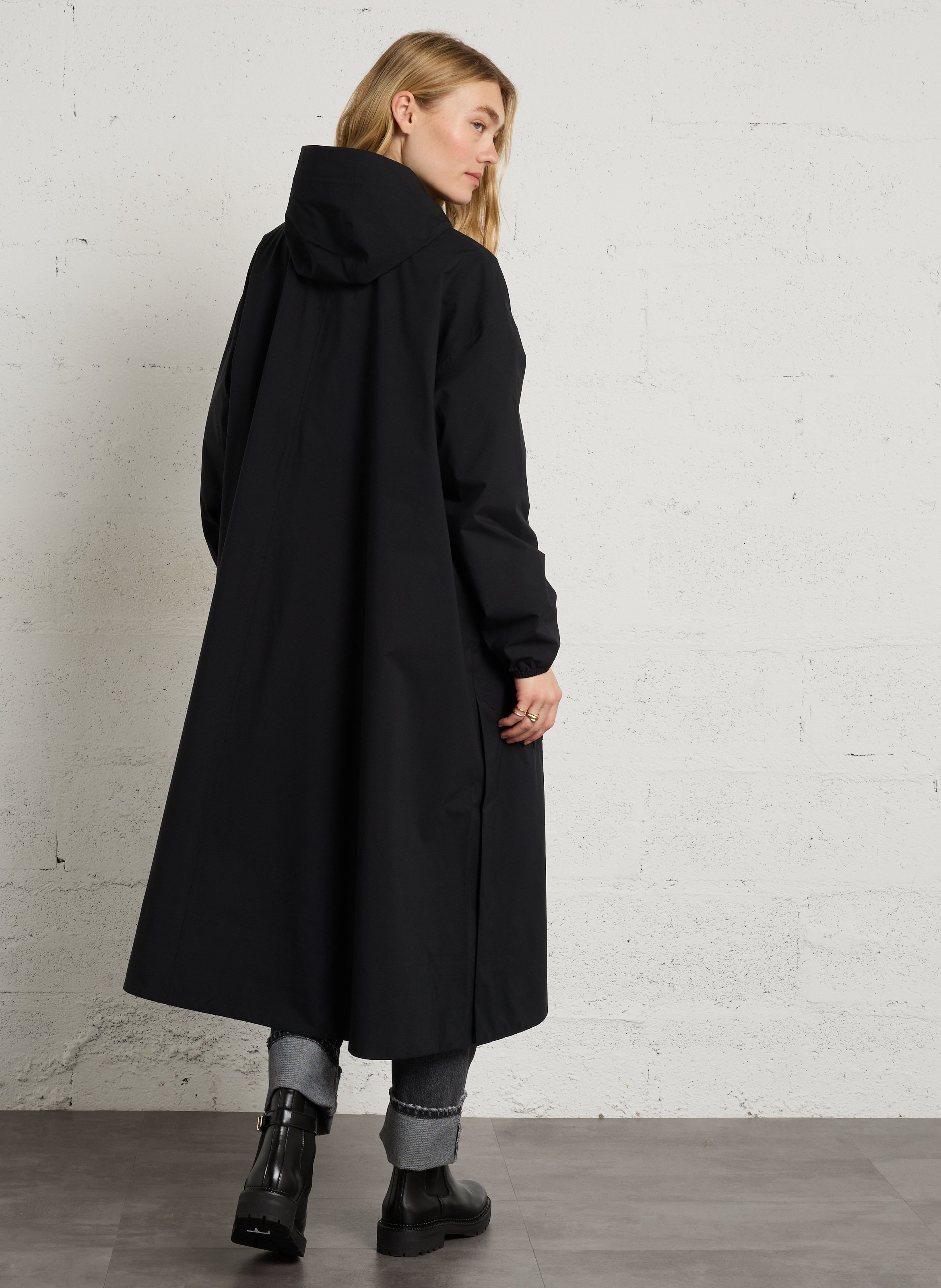 Langer Oversize-Parka mit Kapuze K-WAY Schwarz