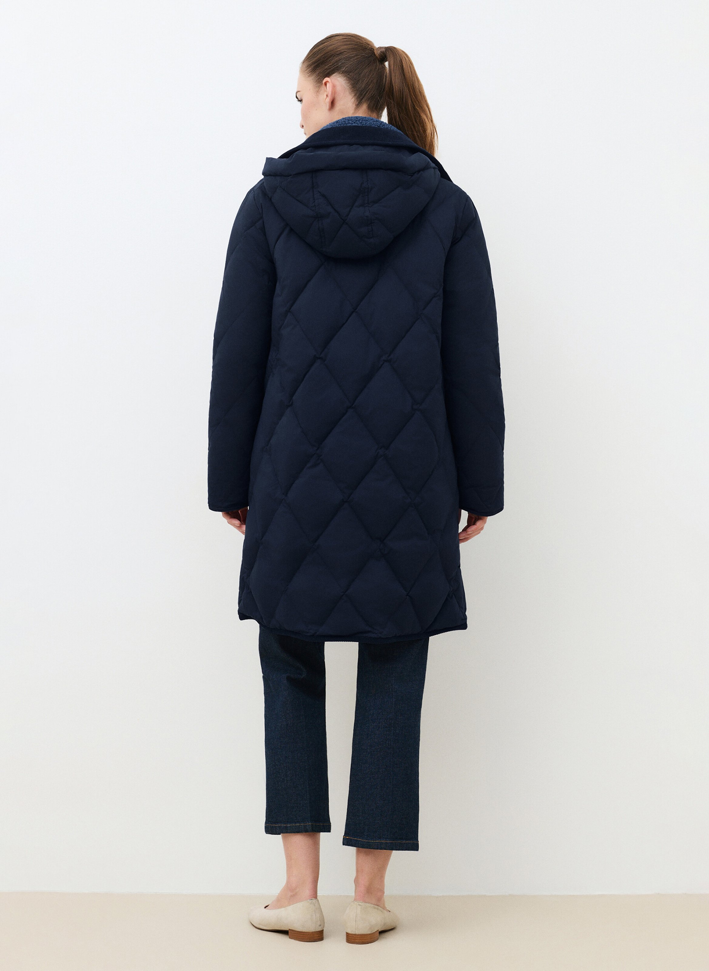 Manteau long matelassé à capuche CAROLL Bleu