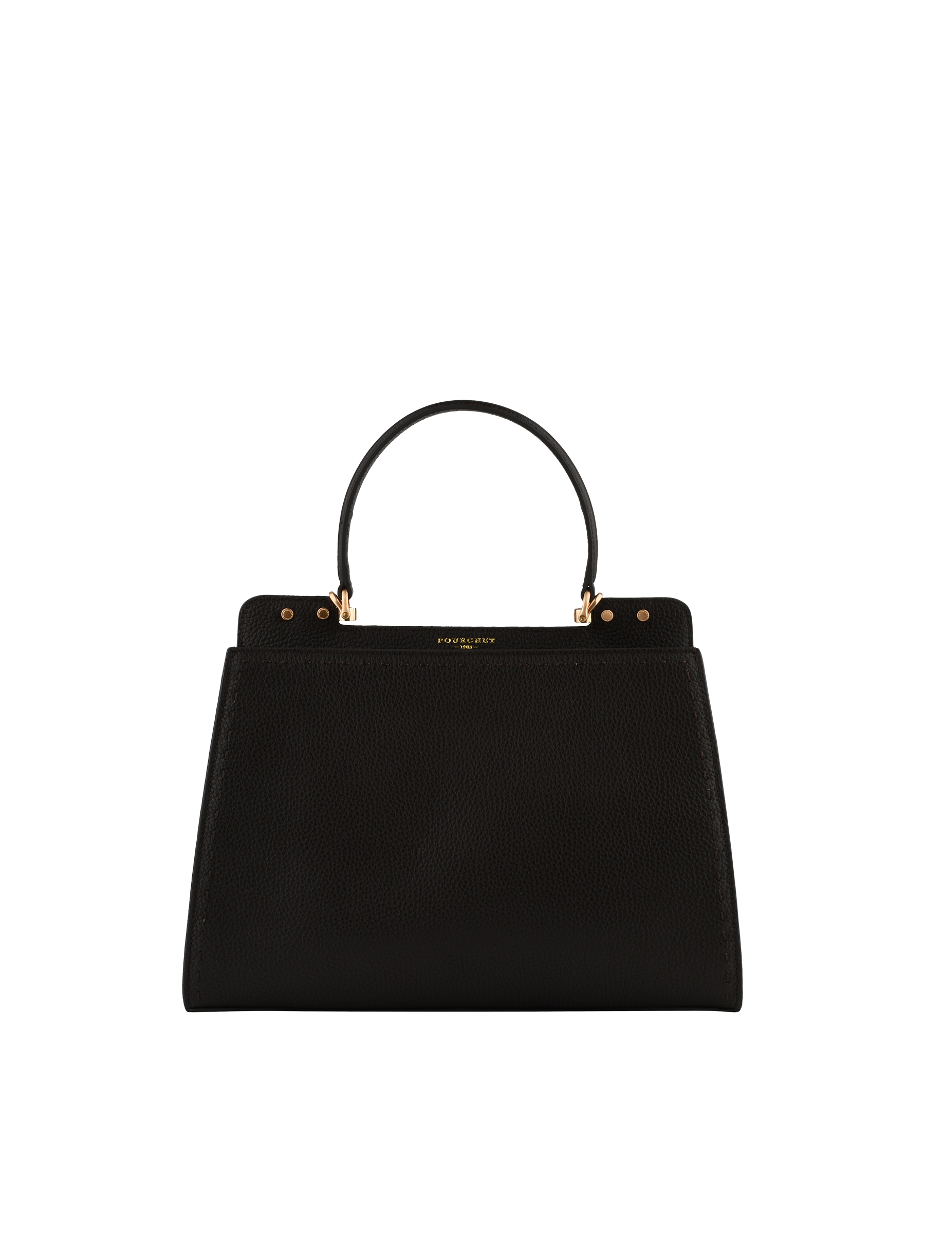 Cowhide leather handbag with a suede-effect finish POURCHET Brown