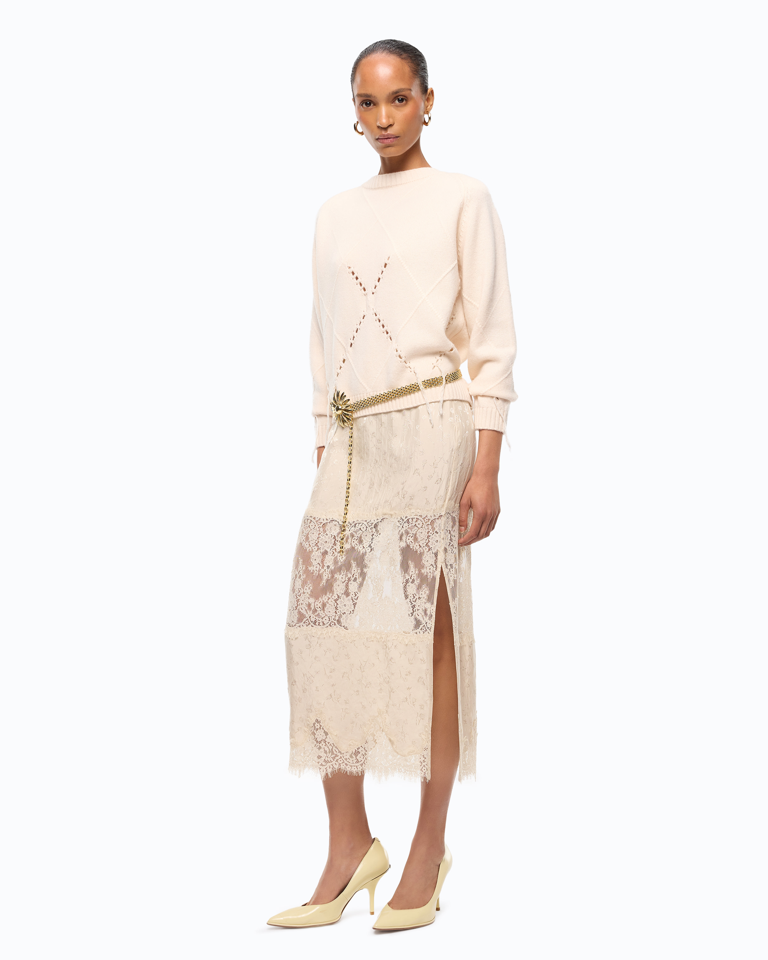 Lace pencil skirt PINKO Grey