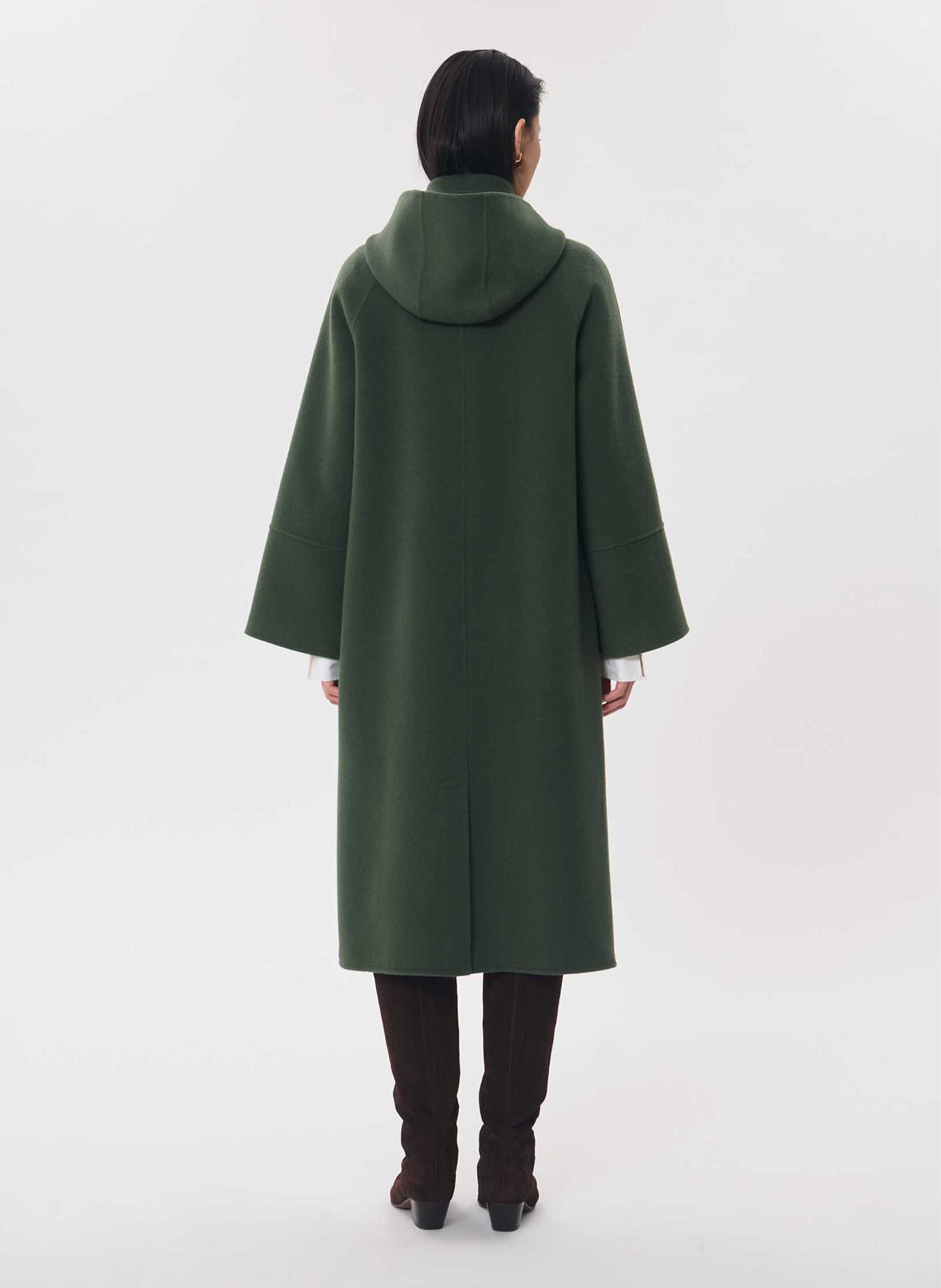 Manteau long ample uni en laine mélangée TARA JARMON Vert
