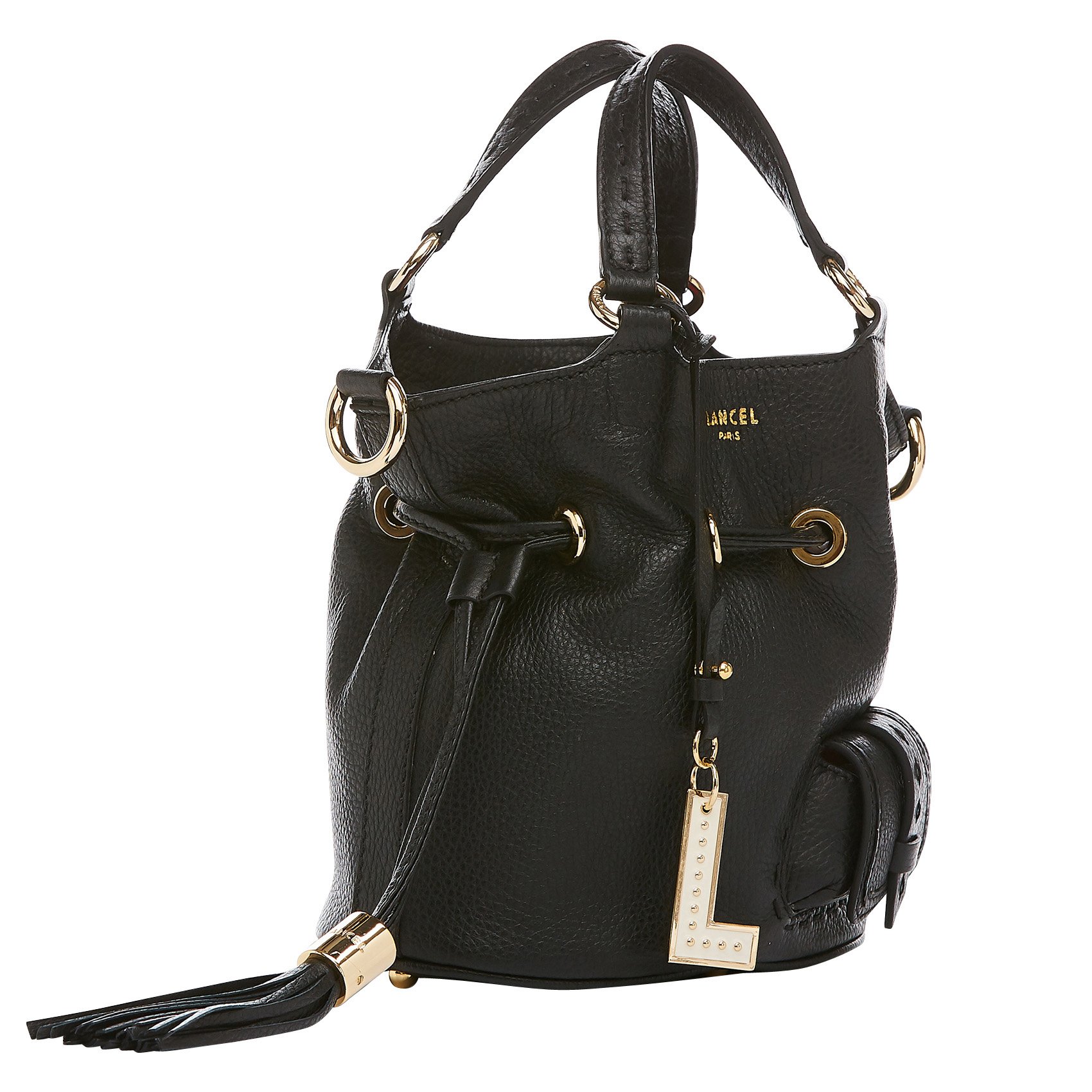 Sac seau en cuir grainé LANCEL Noir