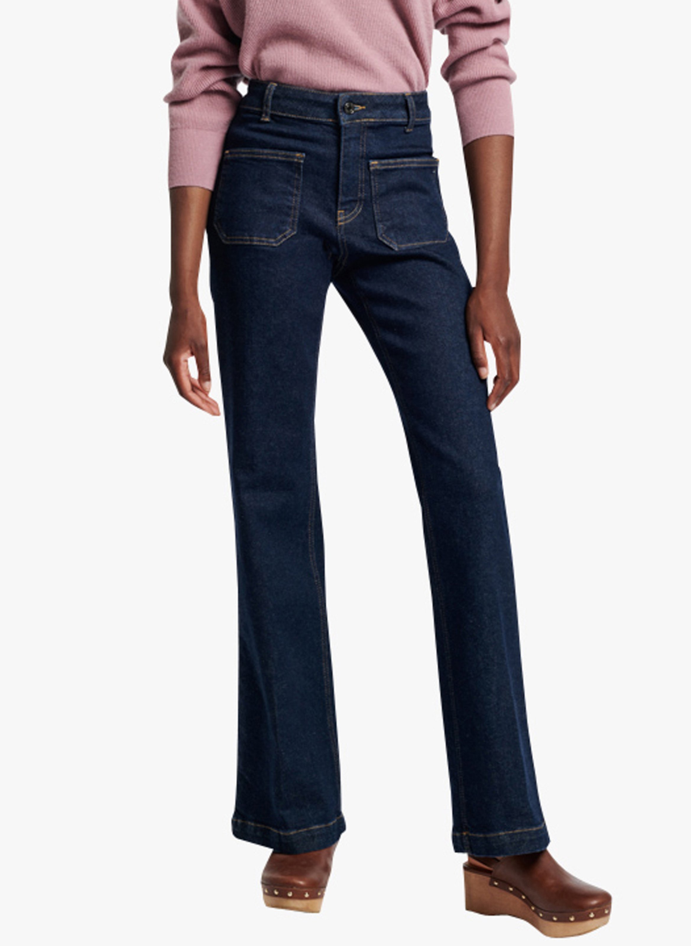 High-rise flared cotton-blend jeans VANESSA BRUNO Blue