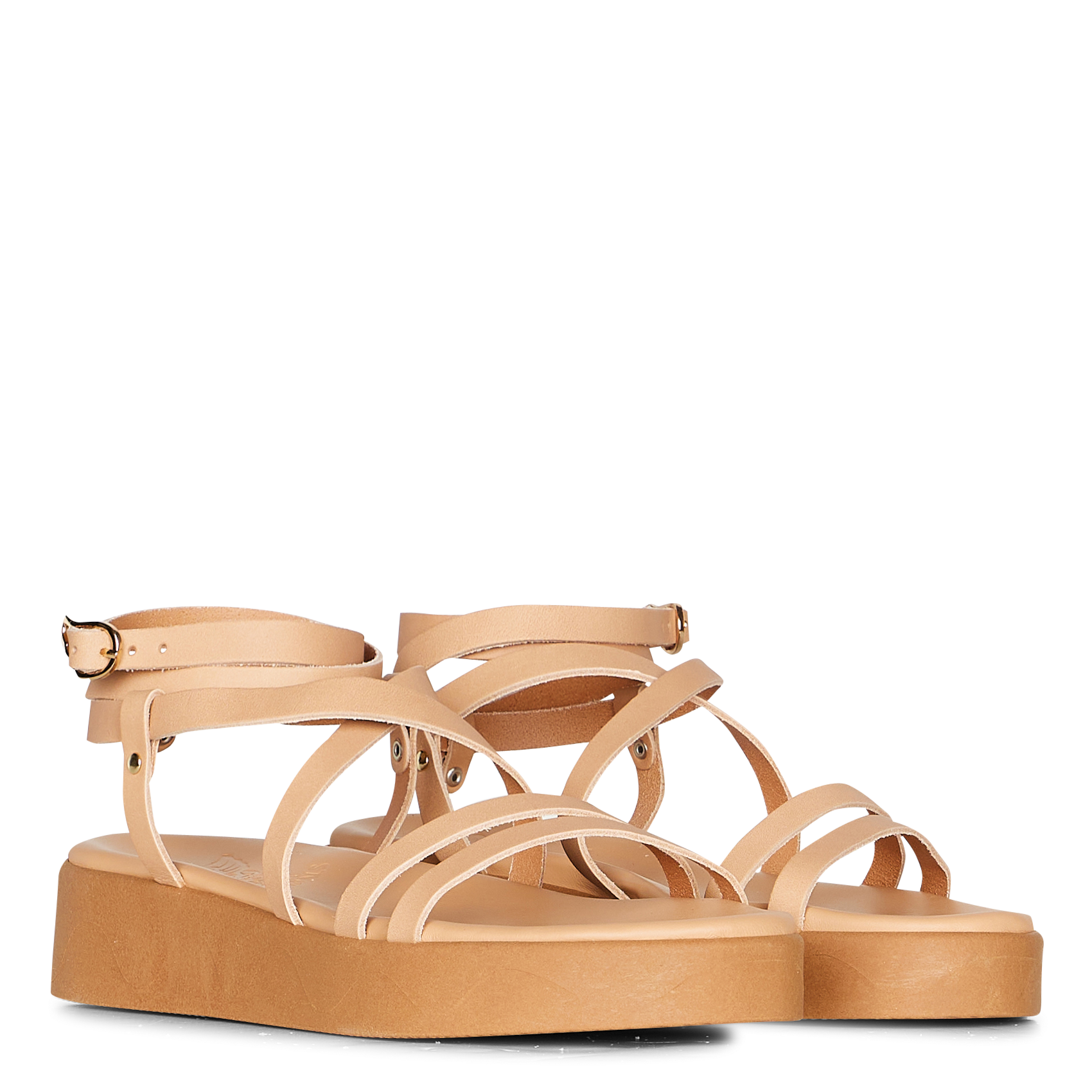 Sandales compensées en cuir ANCIENT GREEK SANDALS Beige