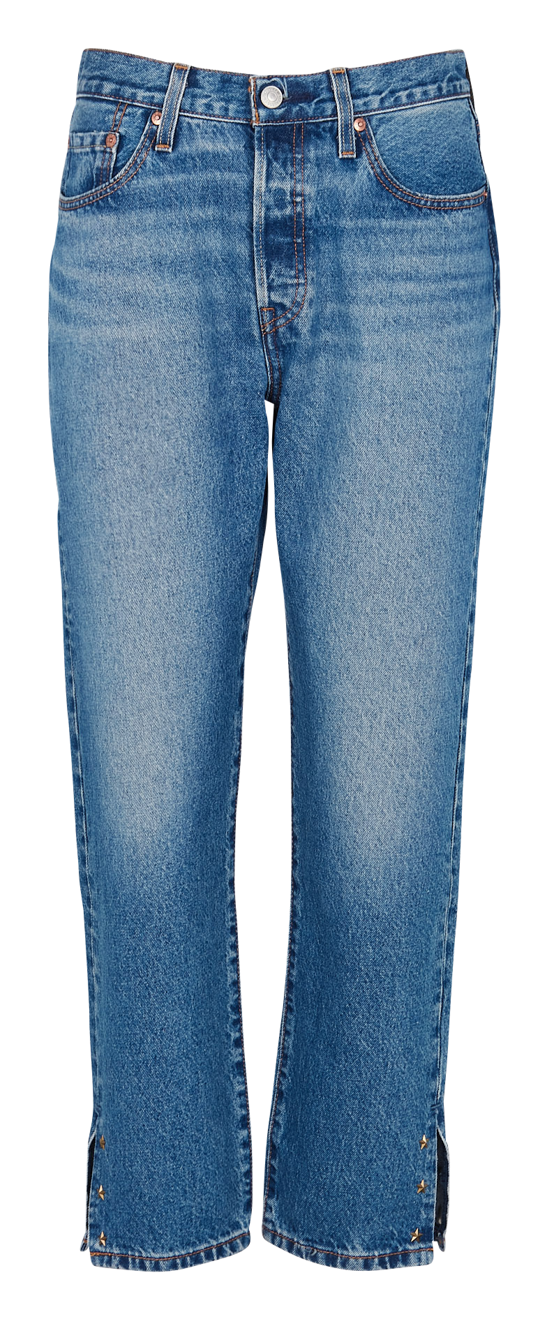 Jean droit cropped en coton LEVI'S Bleu